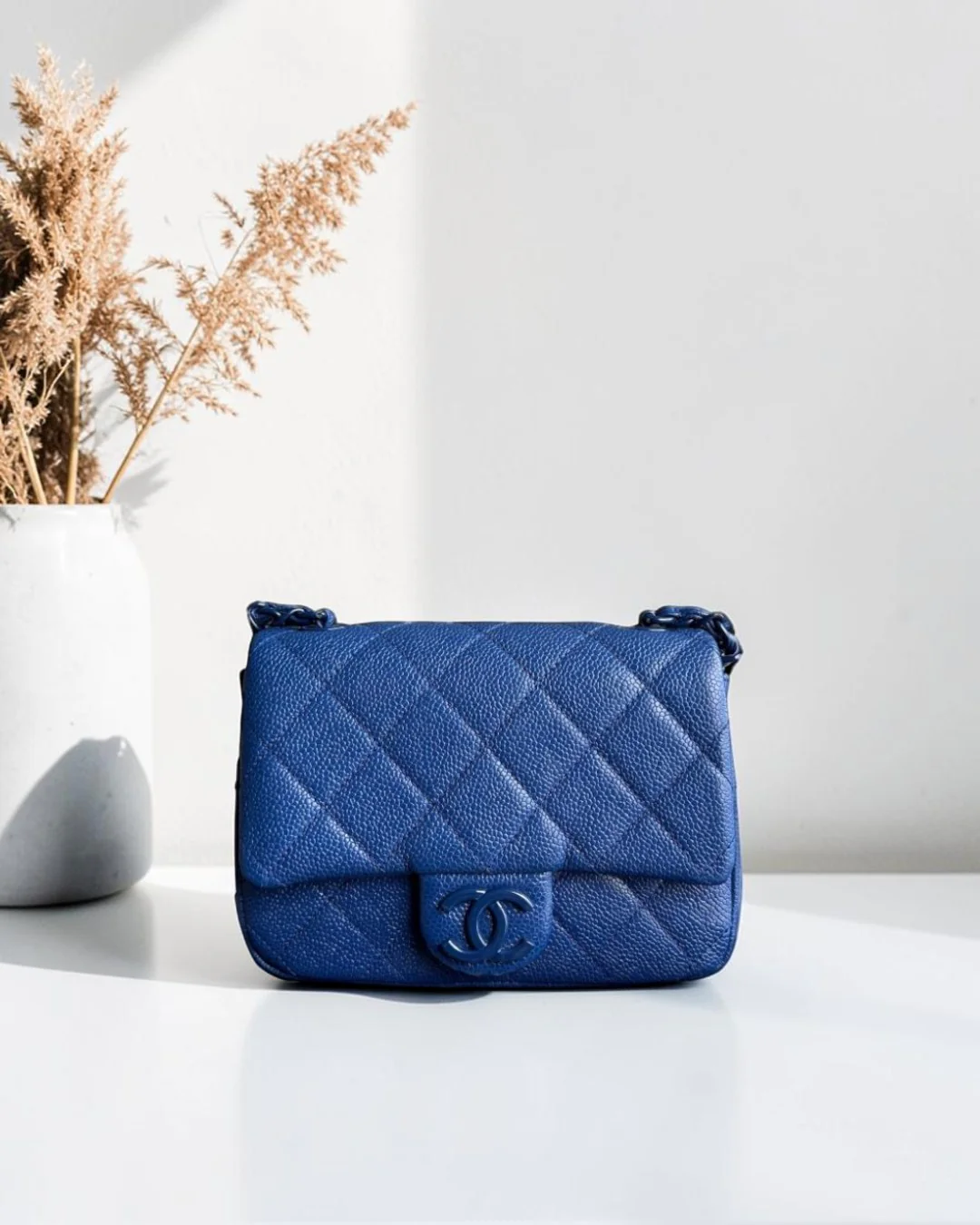 Chanel Classic Flap Seasonal Mini Square - Caviar Quilted All Blue Series 29