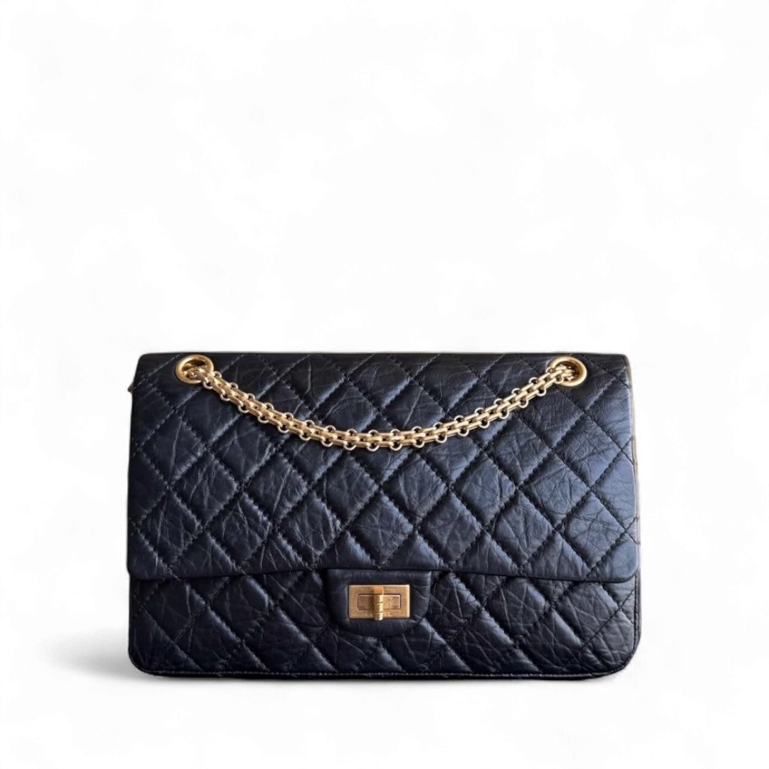 Chanel 2.55 Reissue 226 - Quilted Aged Calfskin Black Gold Hardware Series 16
