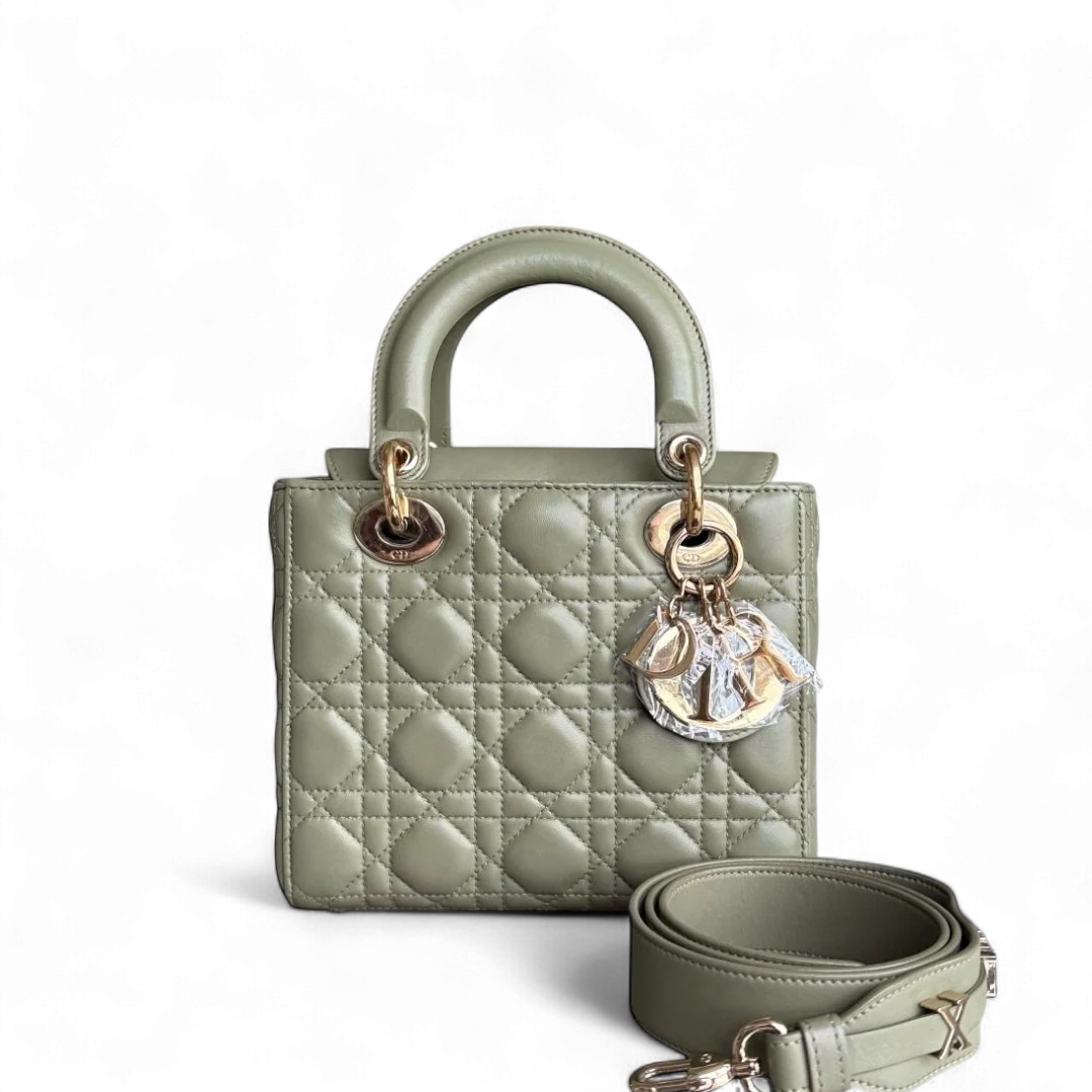 Dior Lady Small Flap ABC - Cannage Lambskin Green Avocado Gold Hardware MyABC