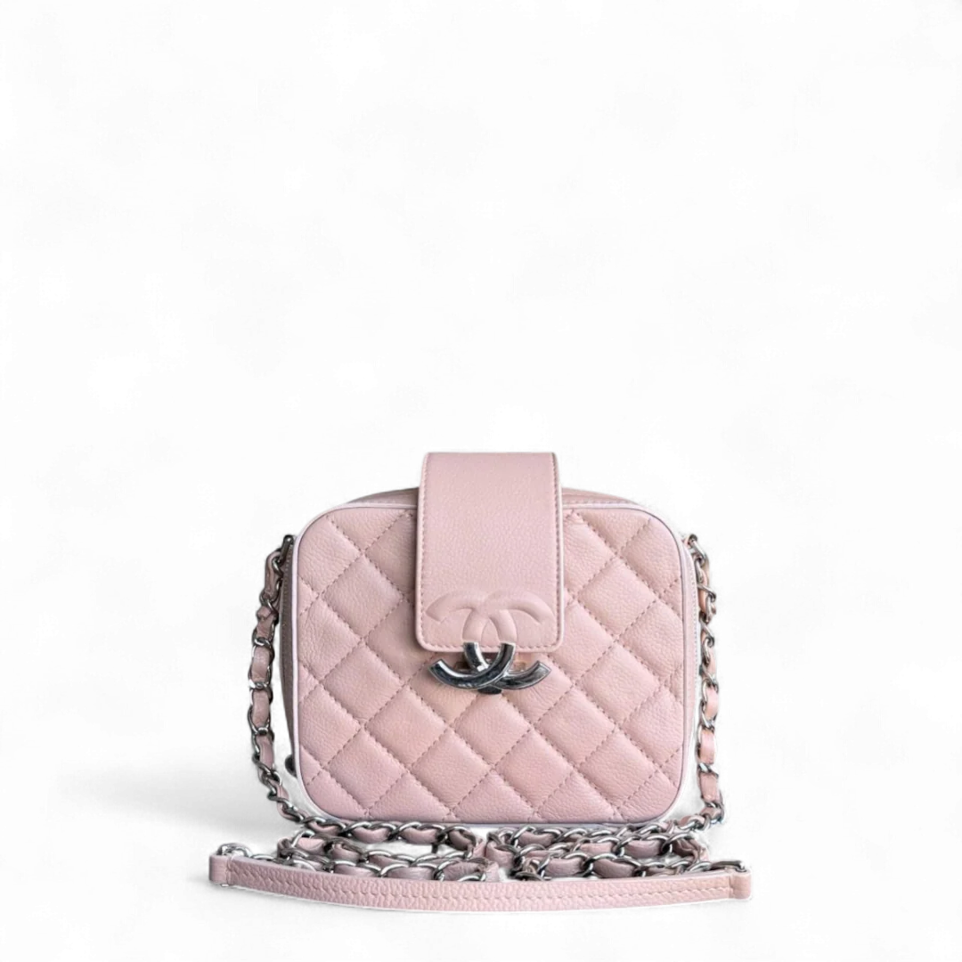 Chanel CC Box Camera Bag Small - Caviar Quilted Grained Calfskin Pink Series 24