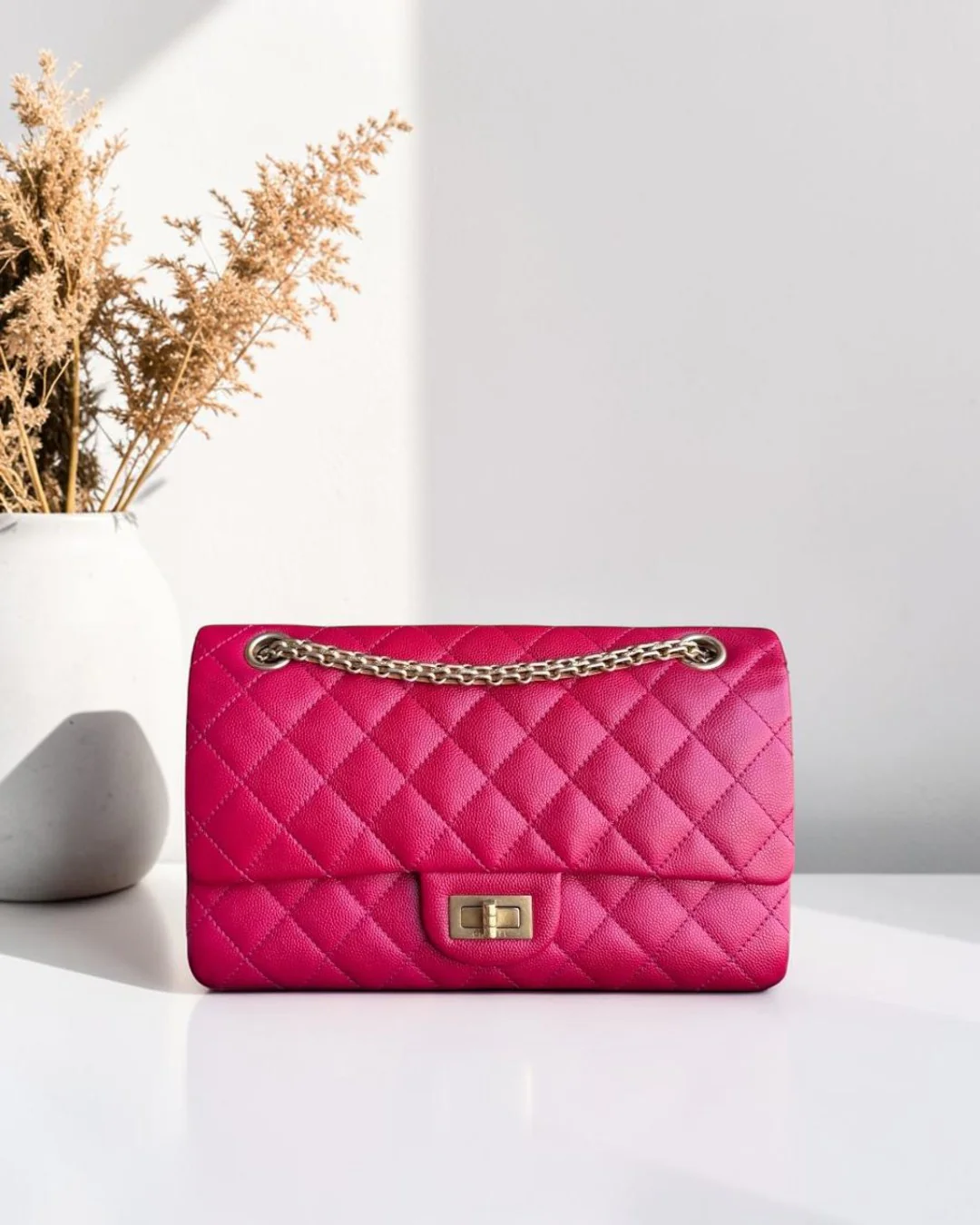 Chanel 2.55 Reissue 225 - 24CM Caviar Quilted Hot Pink Gold Hardware Series 23