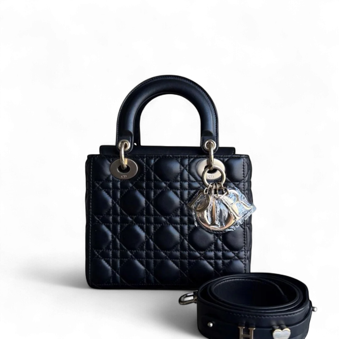 Dior Lady Small Flap MyABC - Cannage Lambskin Black Gold Hardware ABC Charm
