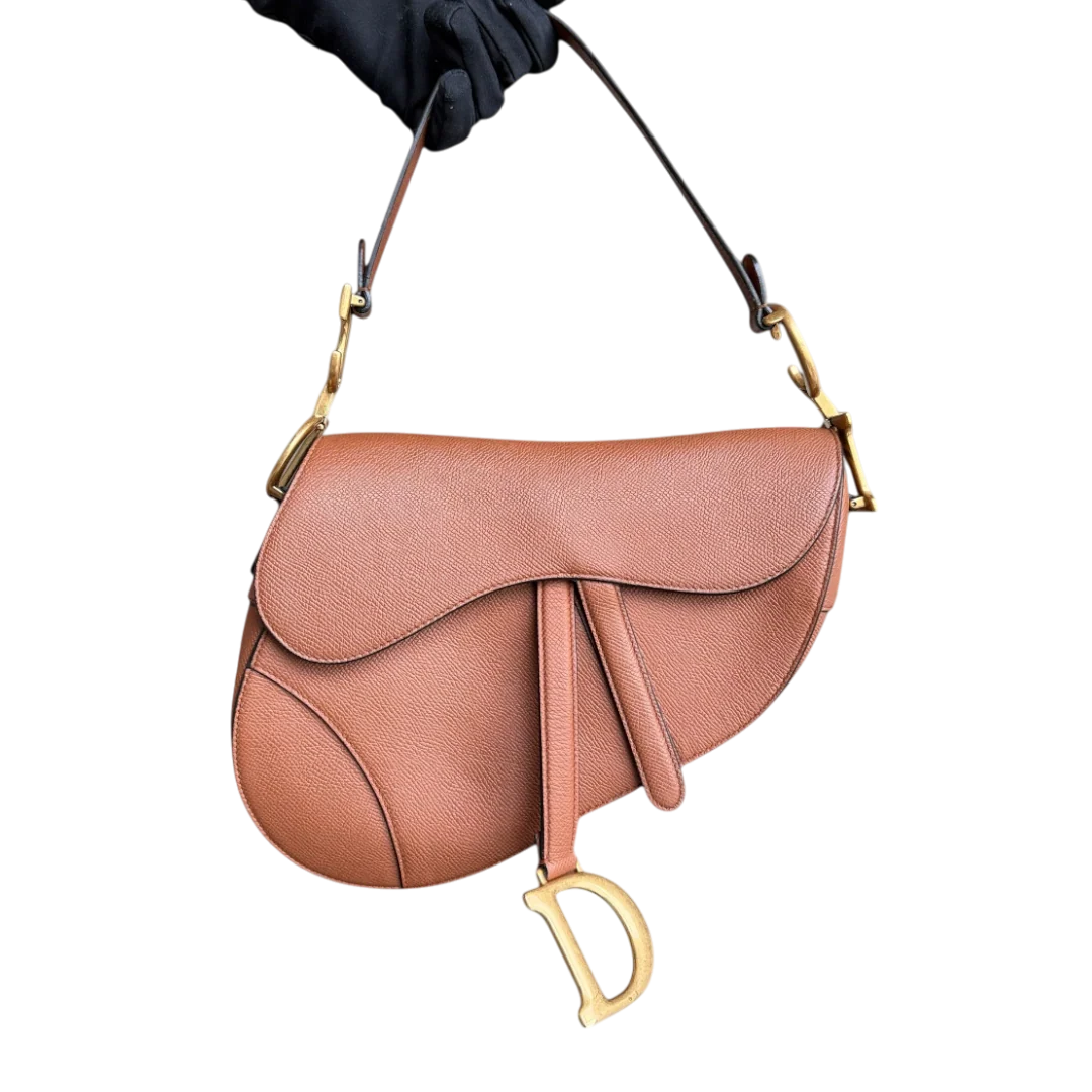 Dior Saddle Medium - Grained Calfskin Caramel Gold Hardware