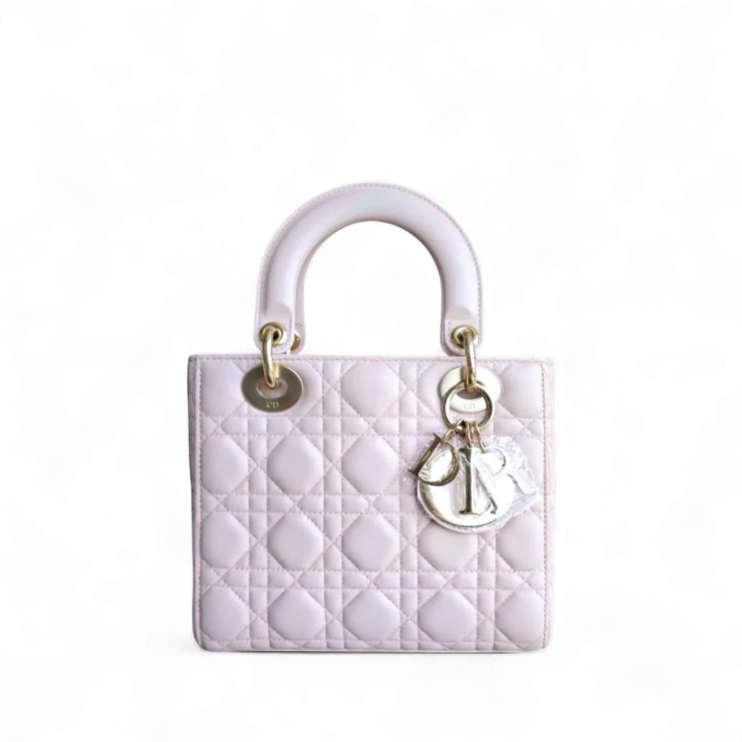 Dior Lady Small Flap - Cannage Lambskin Light Sakura Pink Gold Hardware NO STRAP