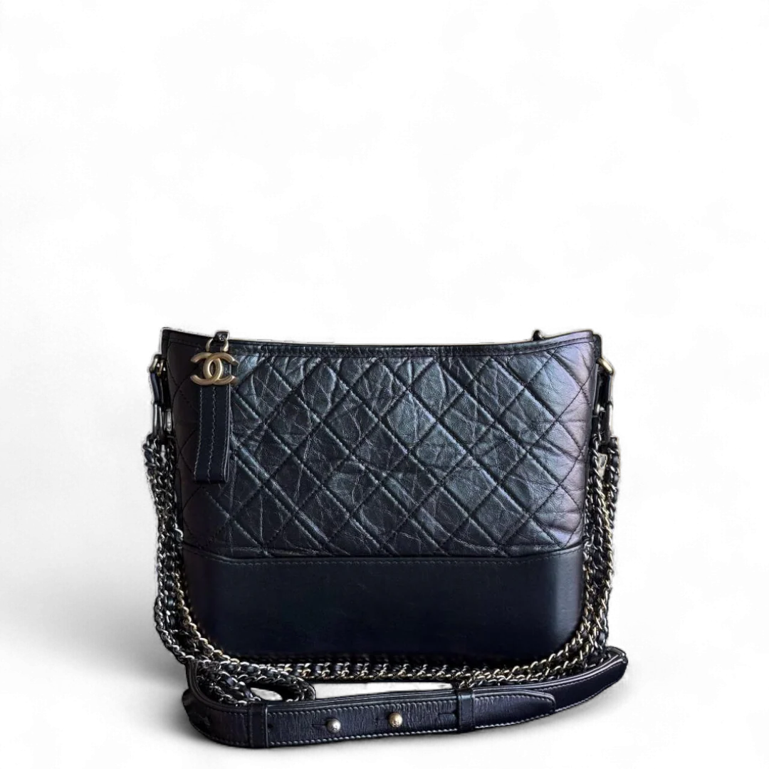 Chanel Gabrielle Medium - Aged Calfskin Dark Iridescent Two-tone Gold Hardware Series 27