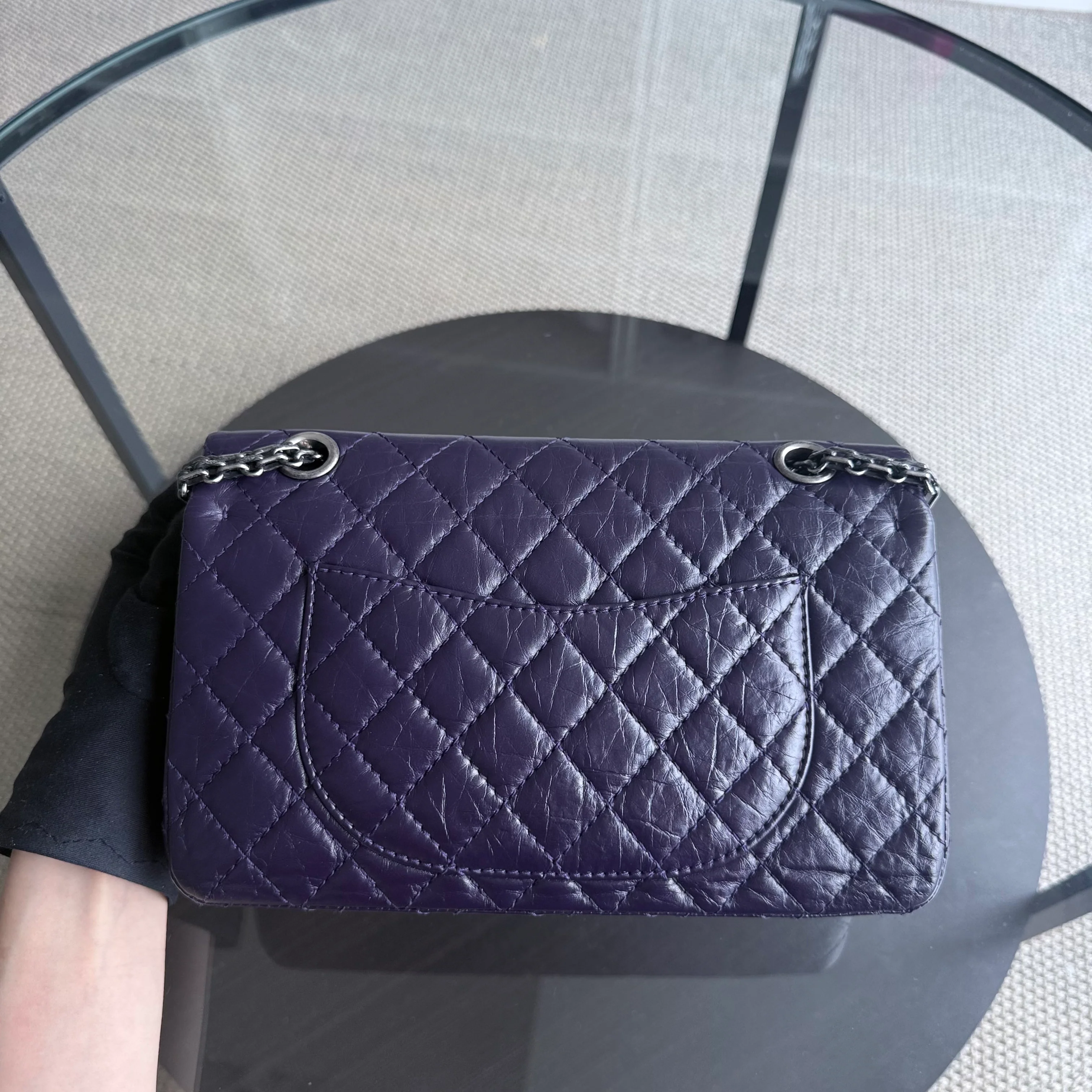 Chanel 2.55 Reissue 225 - Quilted Aged Calfskin Dark Violet Purple Aged Silver Hardware Series 17