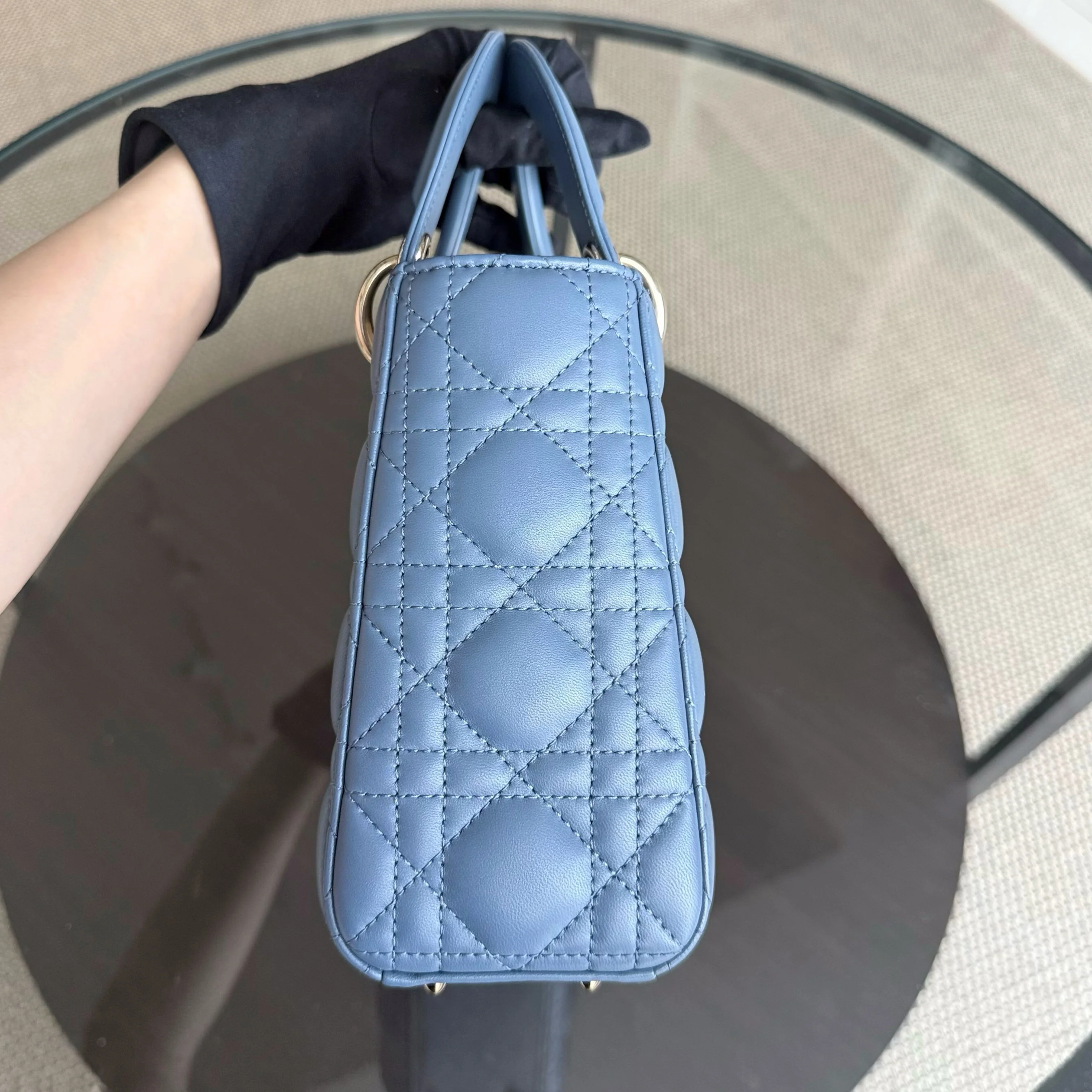 Dior Lady Small ABC Flap - Cannage Lambskin Blue Gold Hardware MyABC