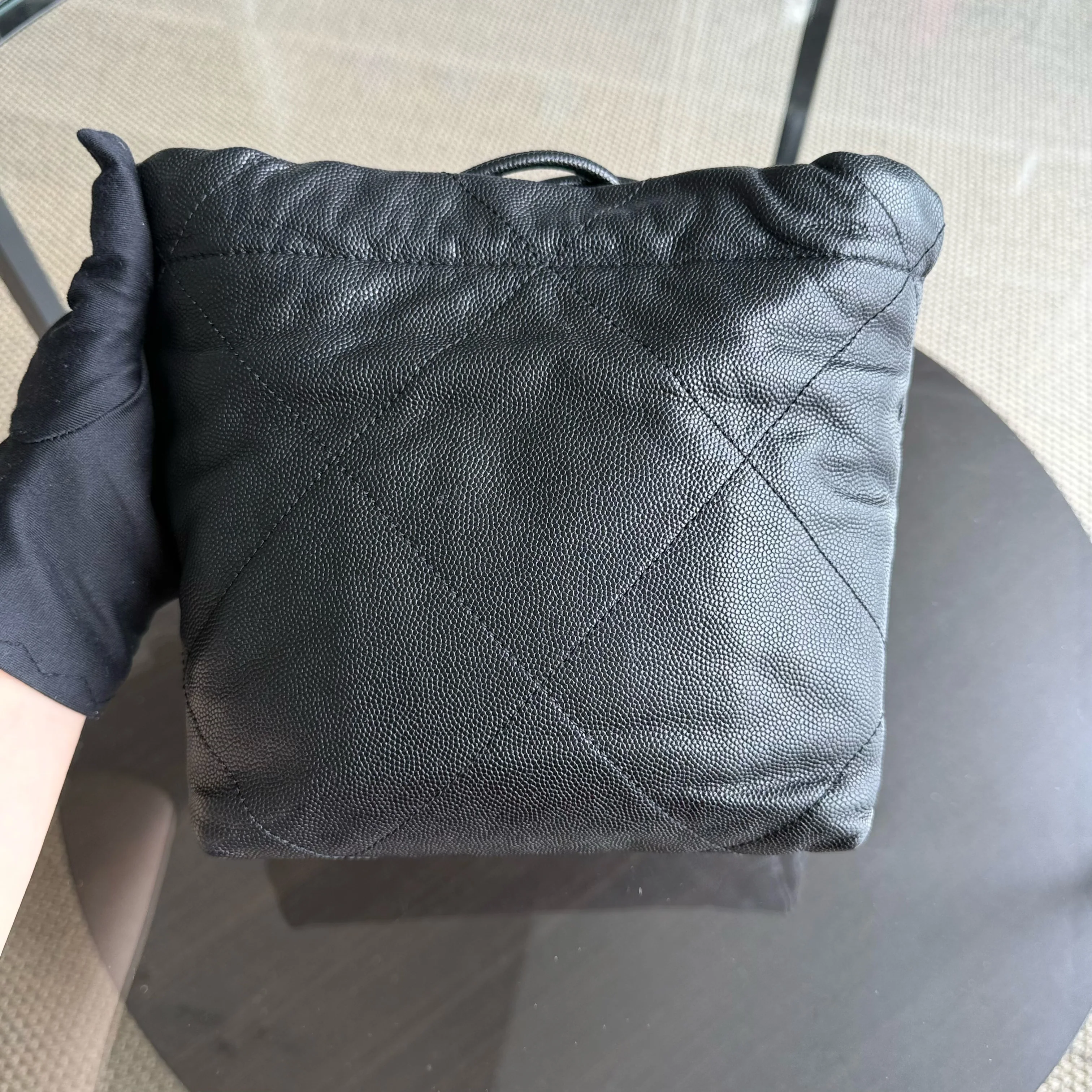 Chanel C22 Mini 22 Bag - Caviar Quilted Calfskin Crossbody Bag Gold Hardware Microchip