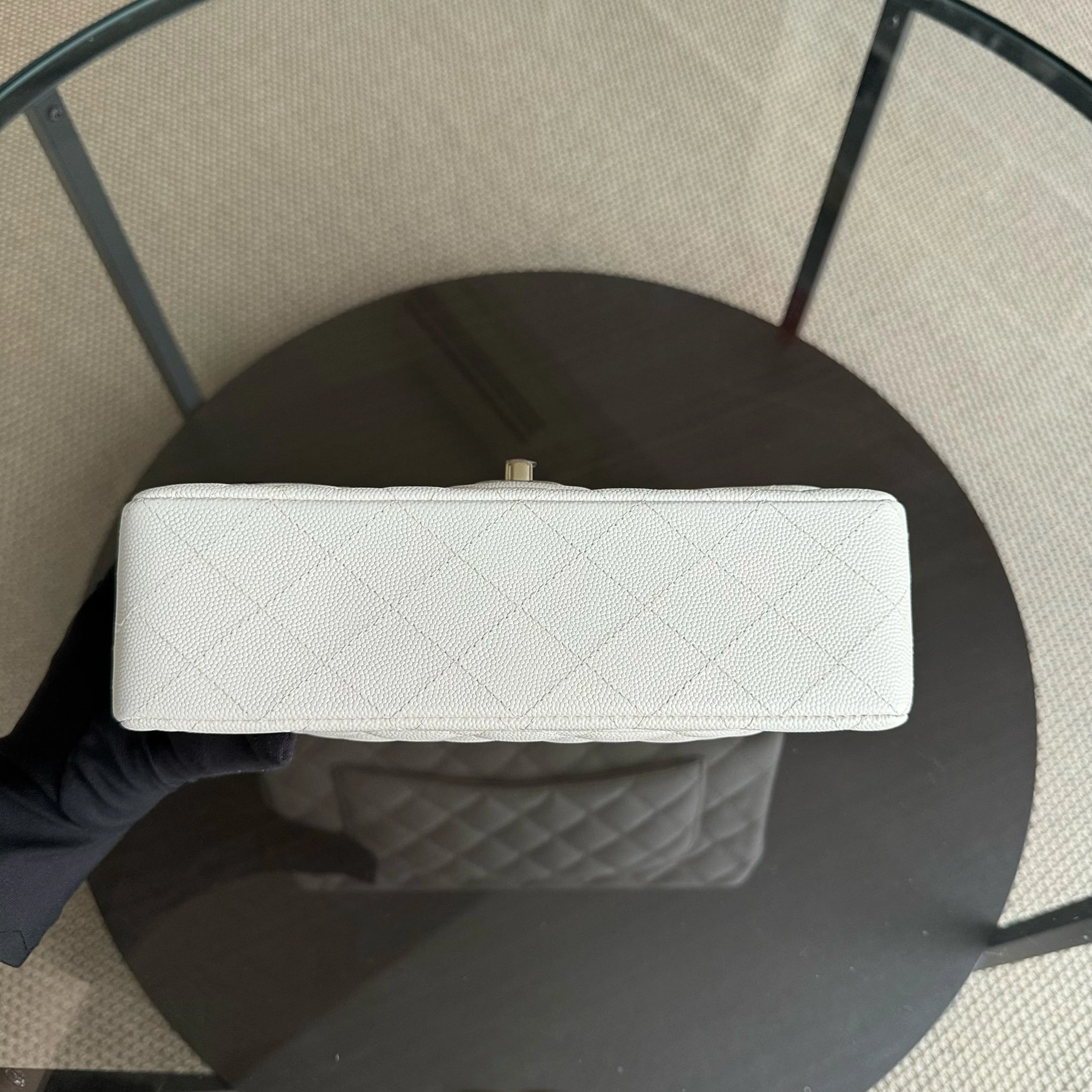 Chanel Classic Flap Small - Caviar 23CM Quilted White Light Gold Hardware Microchipped