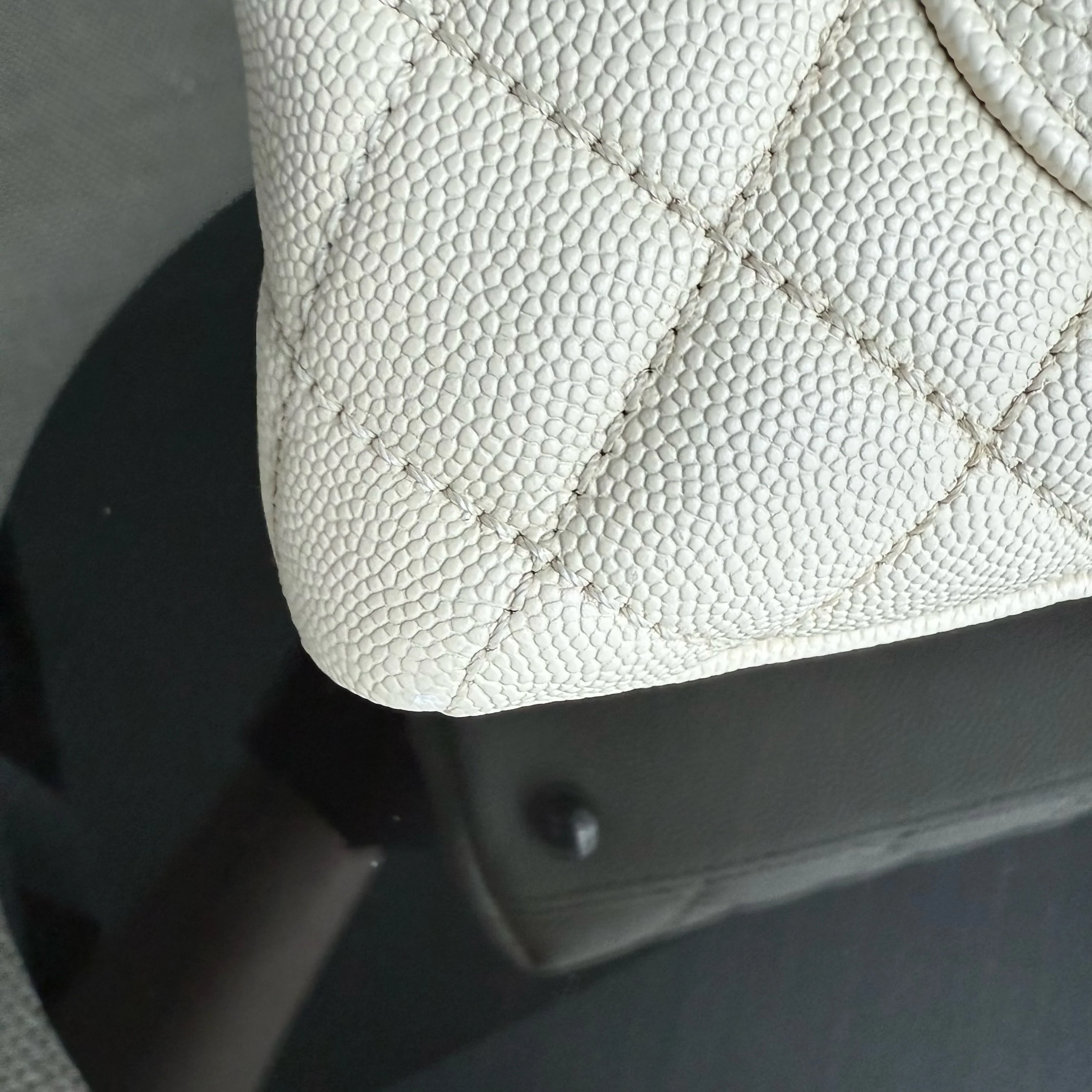 Chanel Coco Handle Small - Caviar Quilted Grained Calfskin White Ruthenium Silver Hardware