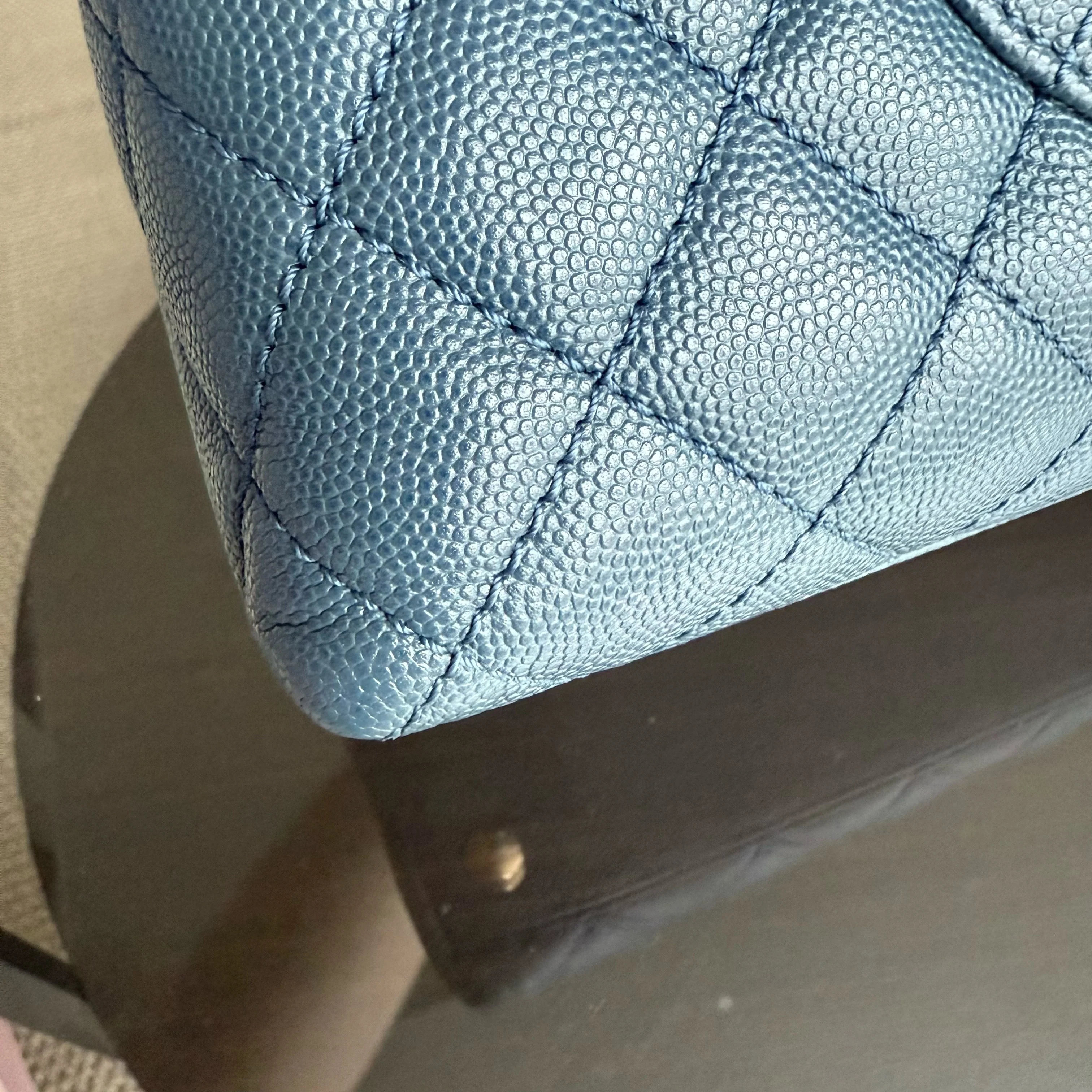 Chanel Coco Handle Medium - Caviar Quilted Blue Grained Calfskin Gold Hardware Series 23