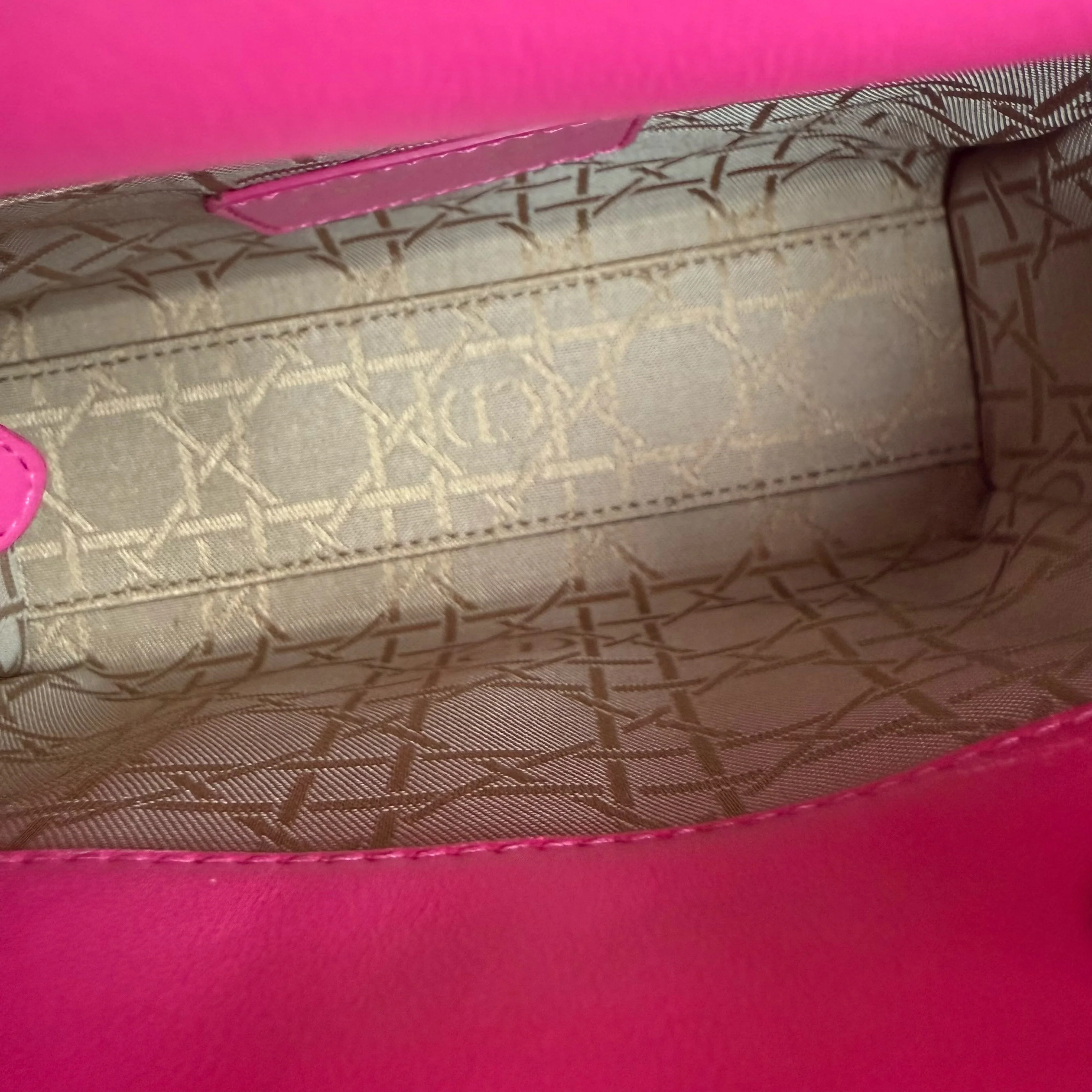 Dior Lady Mini - Cannage Lambskin Hot Pink Gold Hardware Adjustable Strap