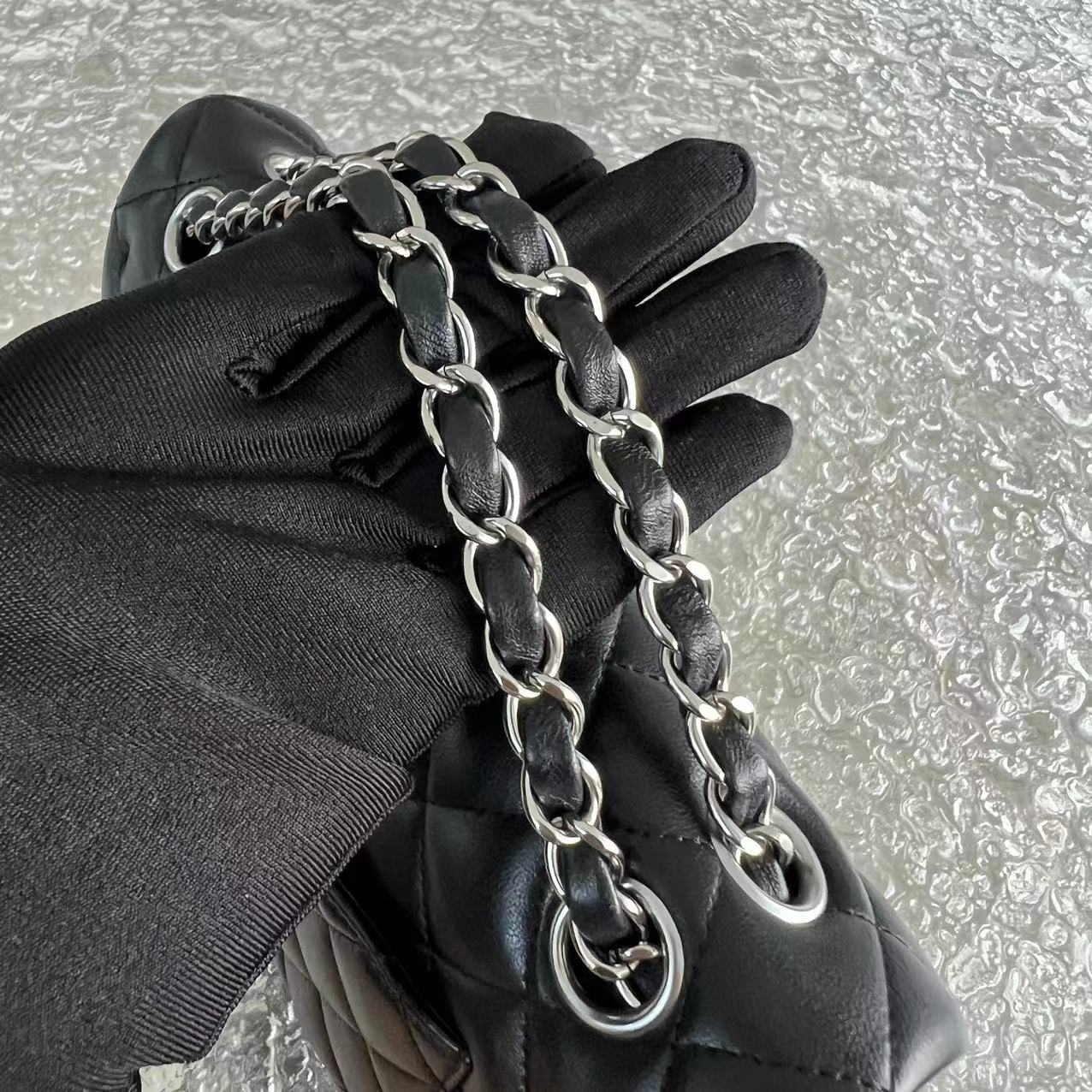 *2019 Receipt* Chanel Small Classic Flap Double Flap 23CM Quilted Lambskin Black Silver Hardware Series 27 - Best Luxury Designers