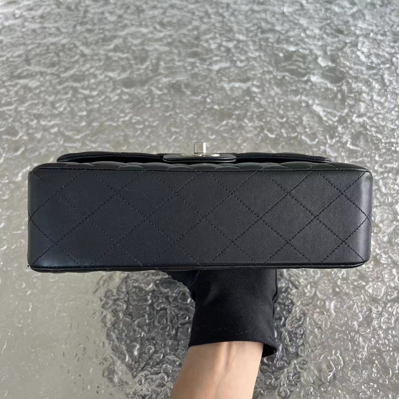 *2019 Receipt* Chanel Small Classic Flap Double Flap 23CM Quilted Lambskin Black Silver Hardware Series 27 - Best Luxury Designers