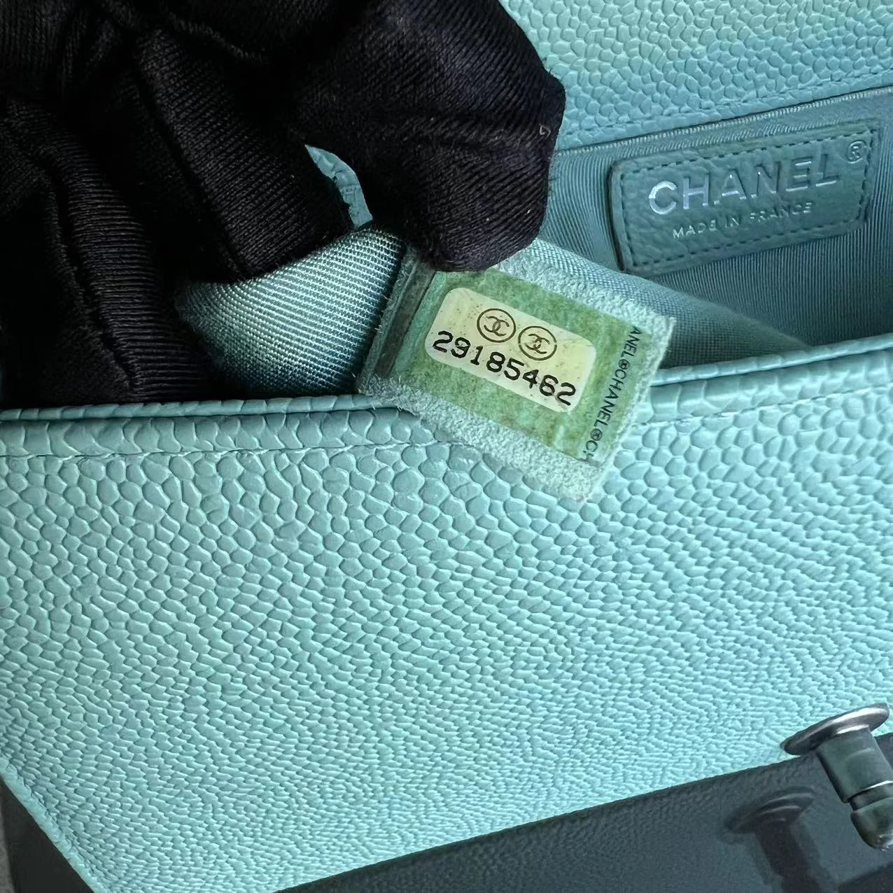 *2019, Series 29* Chanel Caviar Boy Old Medium 25CM Chevron Grained Calfskin Light Baby Blue No 29 - Best Luxury Designers