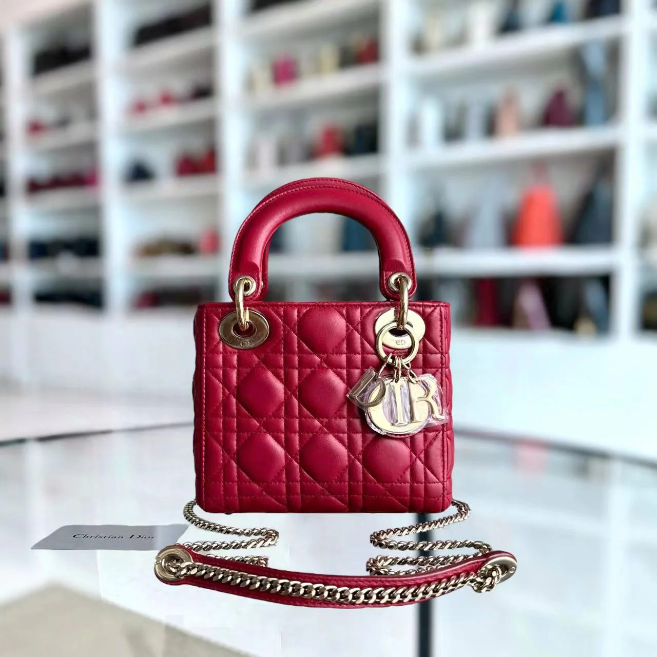 *2020, Chain strap* Dior Lady Mini Cannage Lambskin Burgundy Red Golden Hardware - Best Luxury Designers