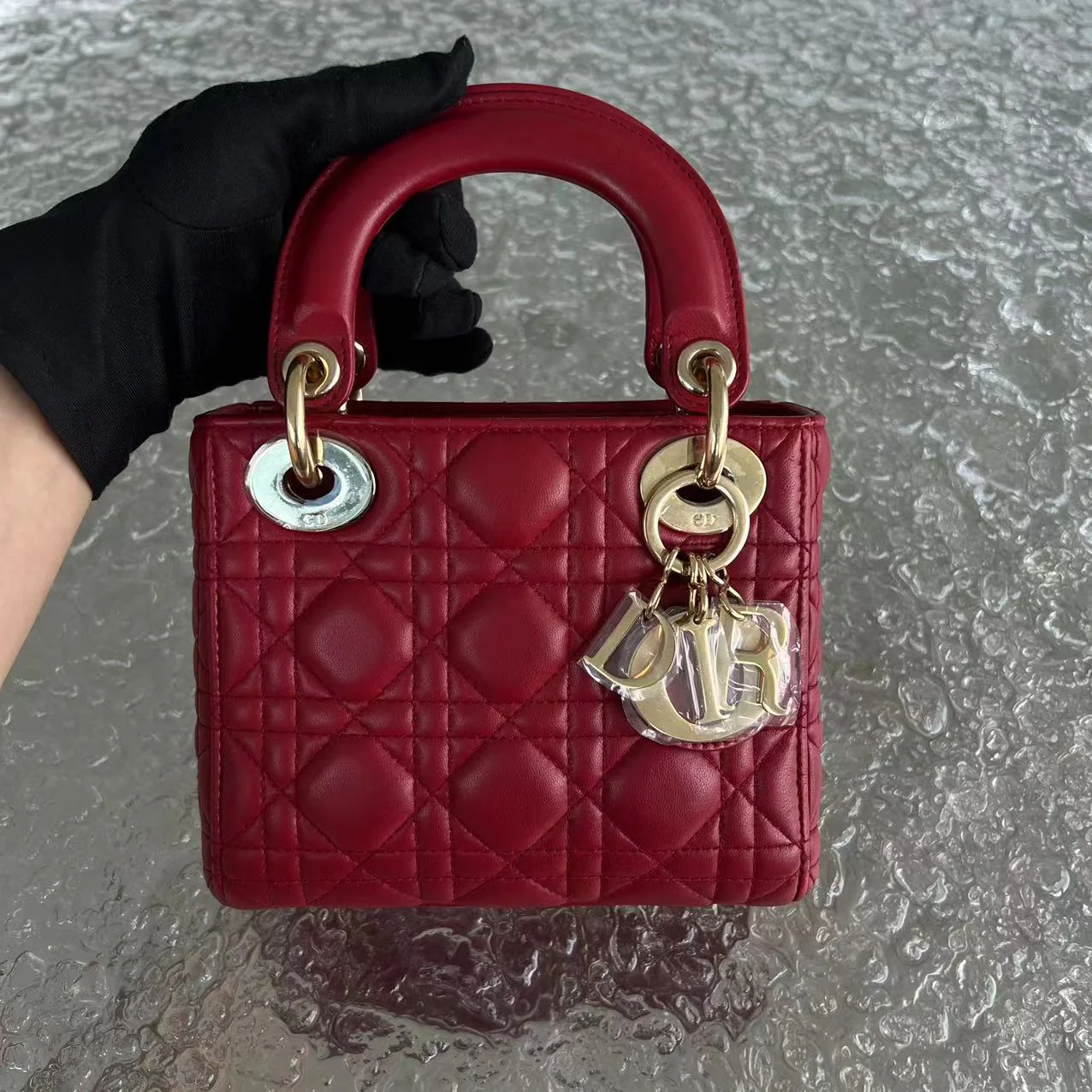 *2020, Chain strap* Dior Lady Mini Cannage Lambskin Burgundy Red Golden Hardware - Best Luxury Designers