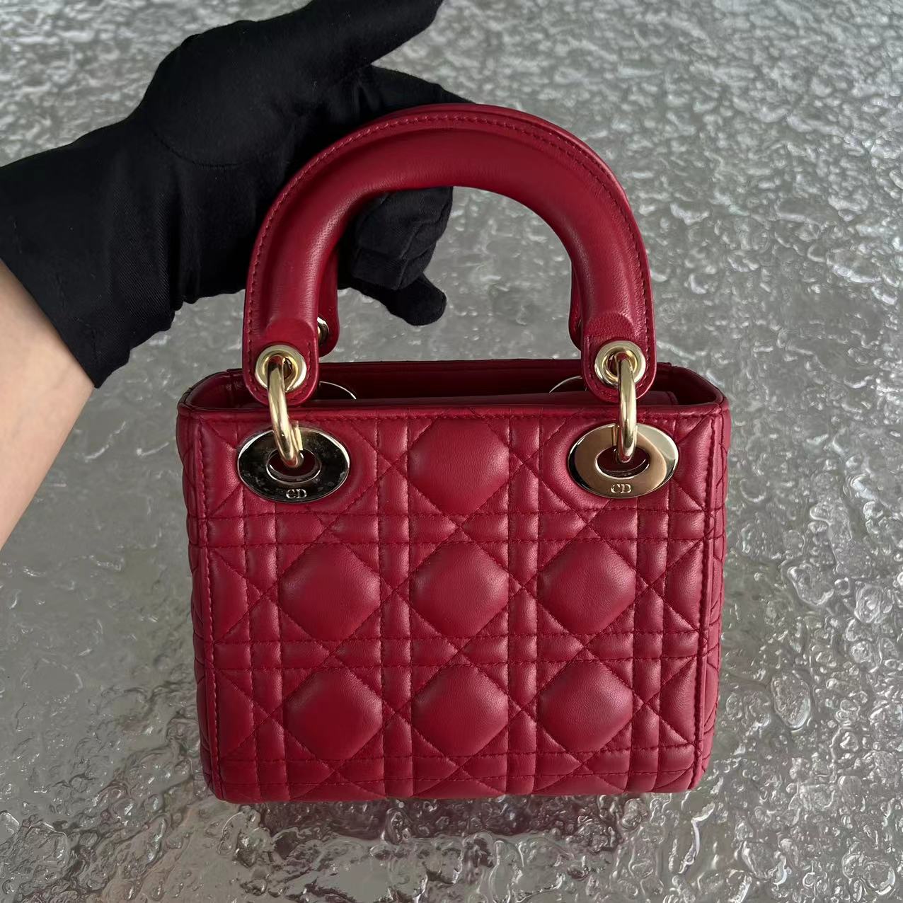 *2020, Chain strap* Dior Lady Mini Cannage Lambskin Burgundy Red Golden Hardware - Best Luxury Designers