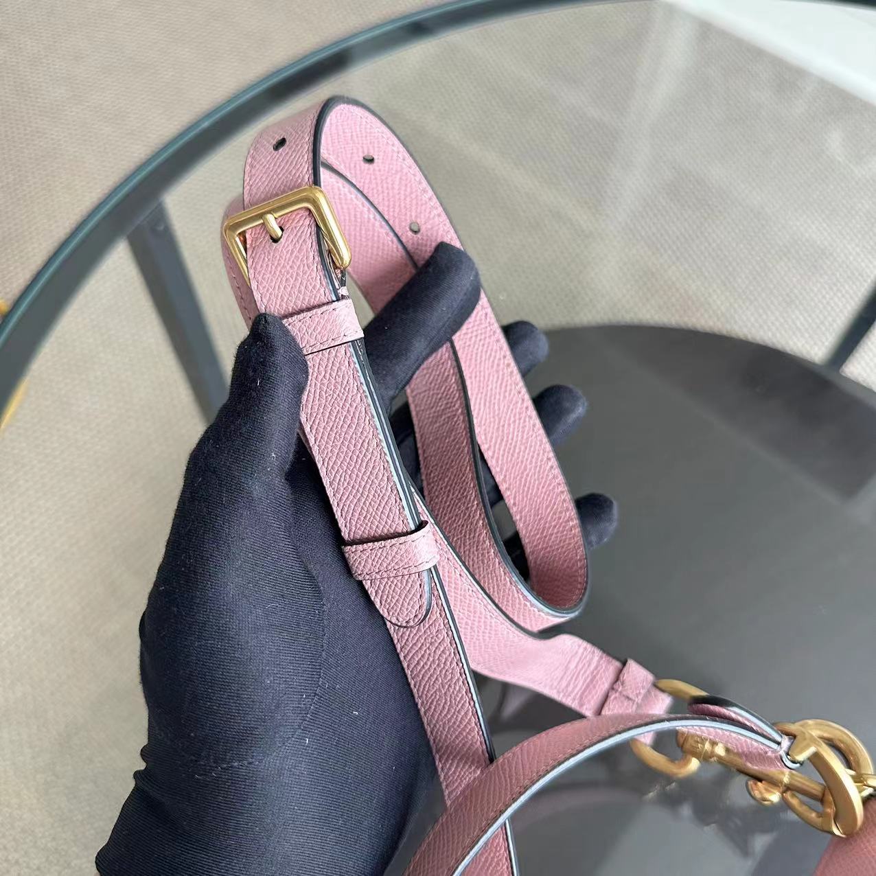 *2022 Strap Version Full Set Receipt* Dior Saddle Small 20CM Grained Calfskin Light Pink GHW - Best Luxury Designers