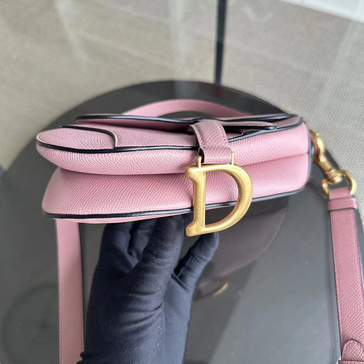 *2022 Strap Version Full Set Receipt* Dior Saddle Small 20CM Grained Calfskin Light Pink GHW - Best Luxury Designers