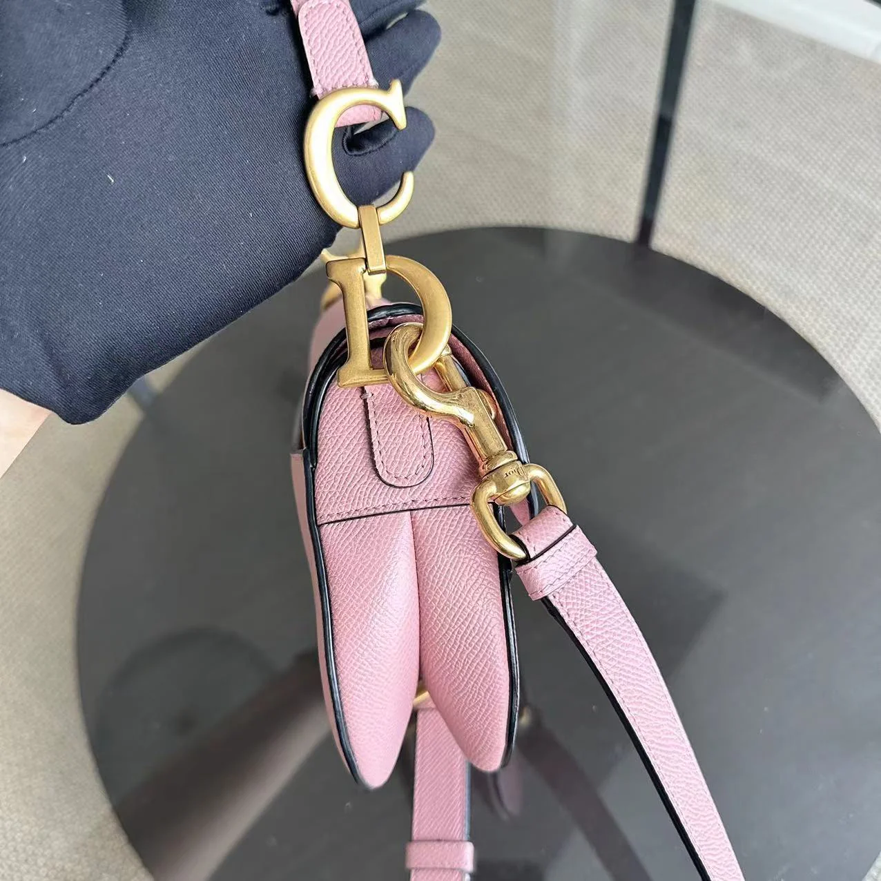 *2022 Strap Version Full Set Receipt* Dior Saddle Small 20CM Grained Calfskin Light Pink GHW - Best Luxury Designers