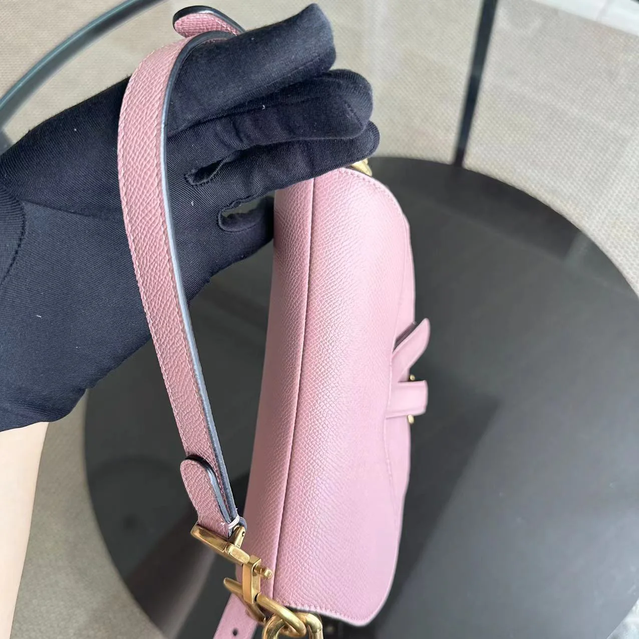 *2022 Strap Version Full Set Receipt* Dior Saddle Small 20CM Grained Calfskin Light Pink GHW - Best Luxury Designers