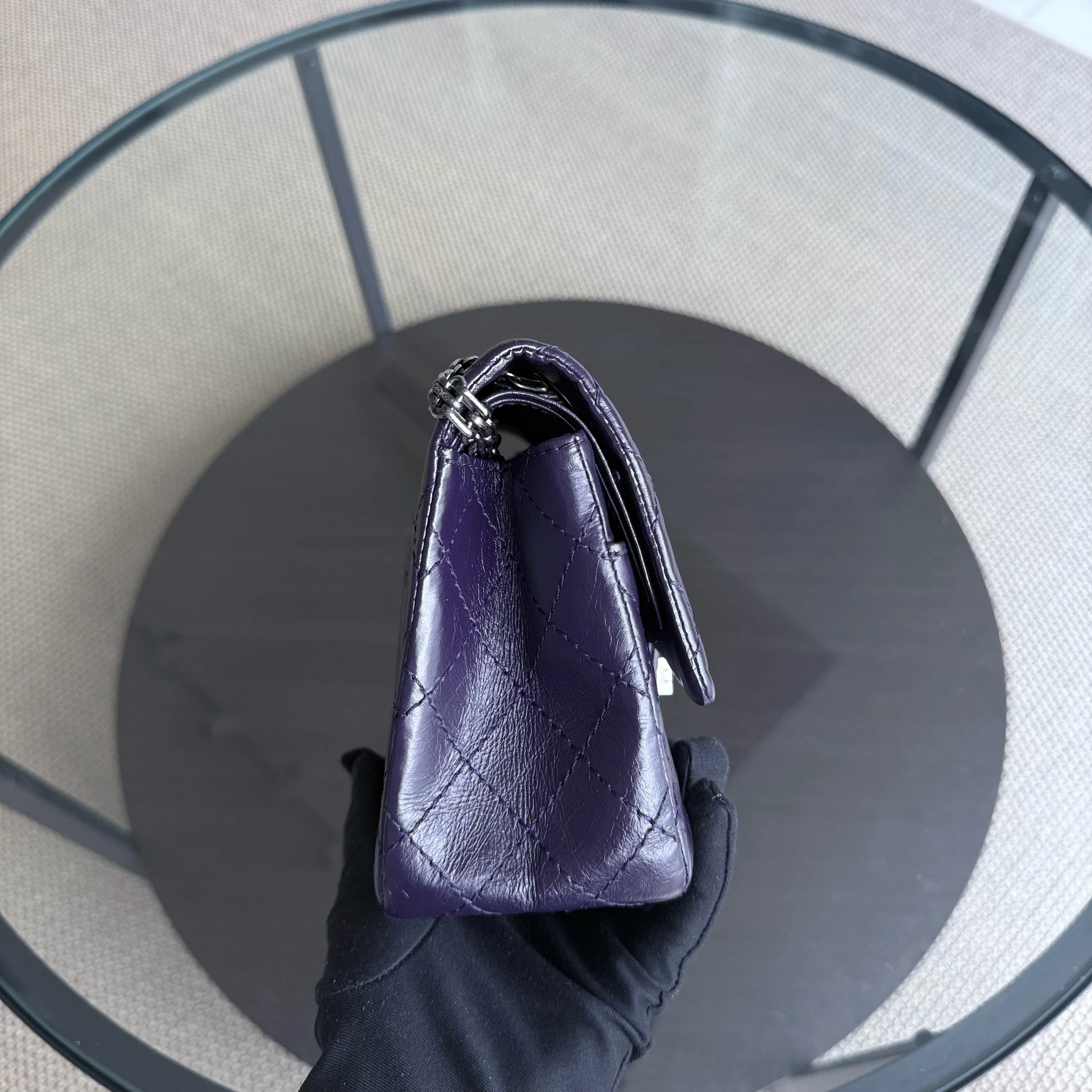 Chanel 2.55 Reissue 225 - Quilted Aged Calfskin Dark Violet Purple Aged Silver Hardware Series 17