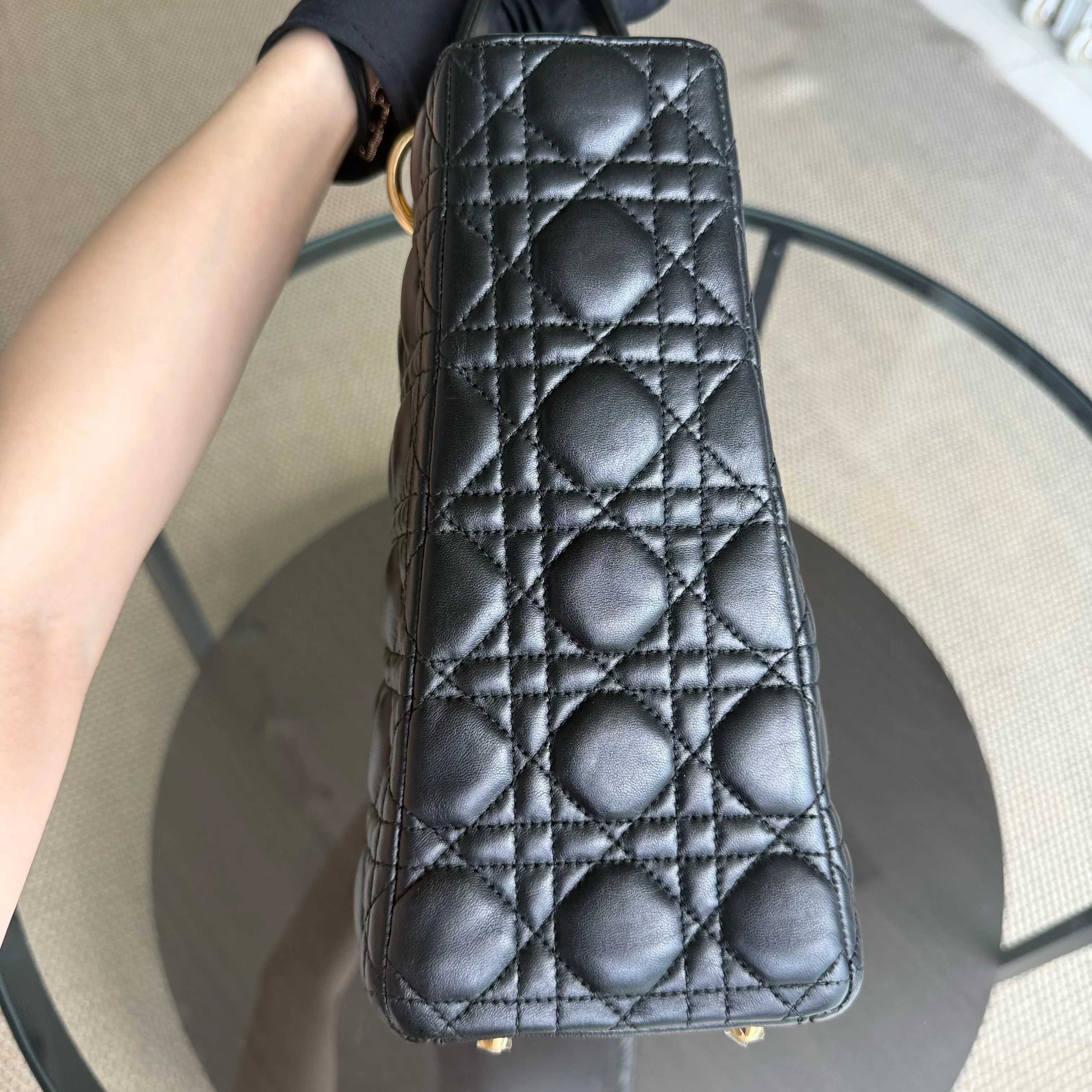 Dior Lady Large - Cannage Lambskin Black Gold Hardware NO STRAP