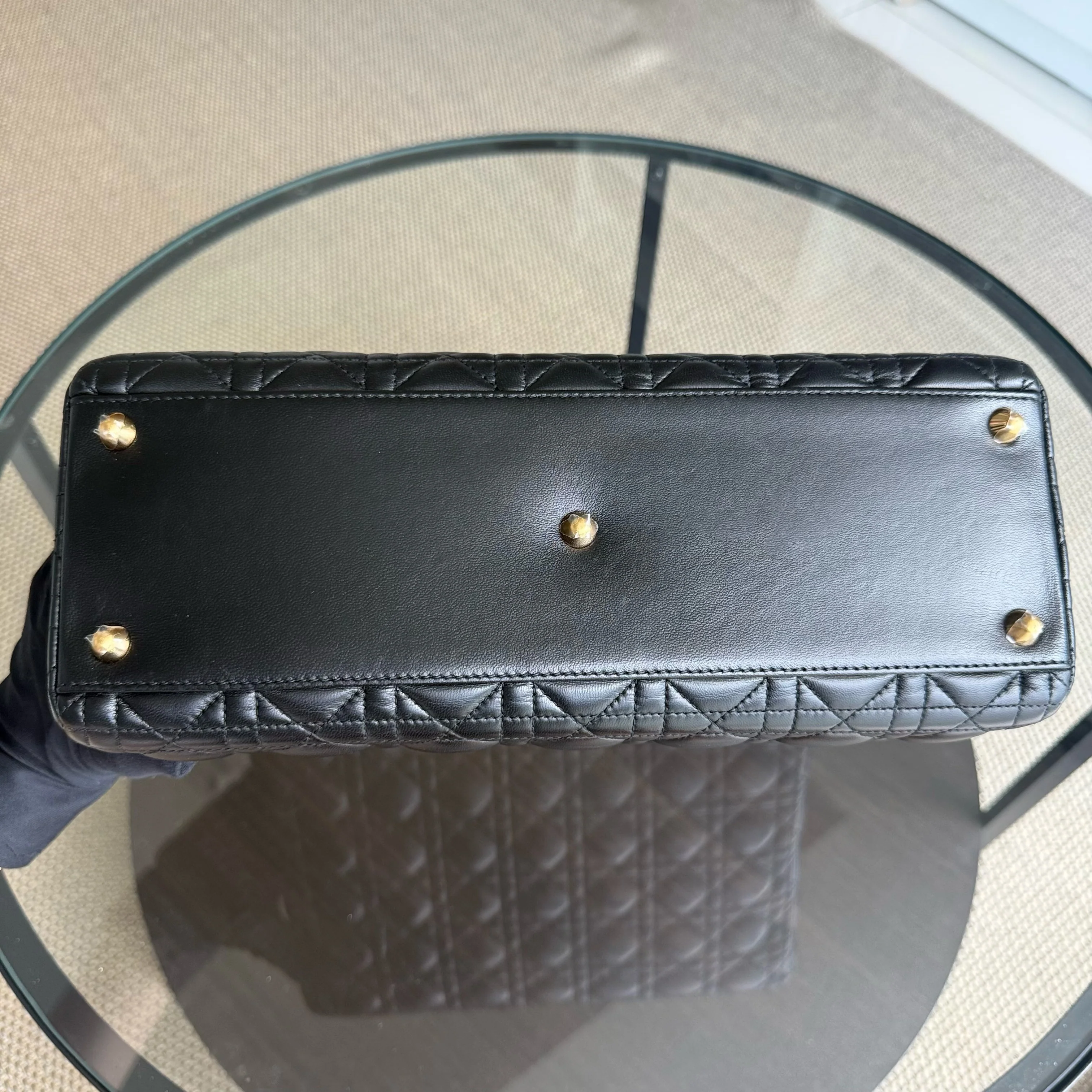 Dior Lady Large - Cannage Lambskin Black Gold Hardware NO STRAP