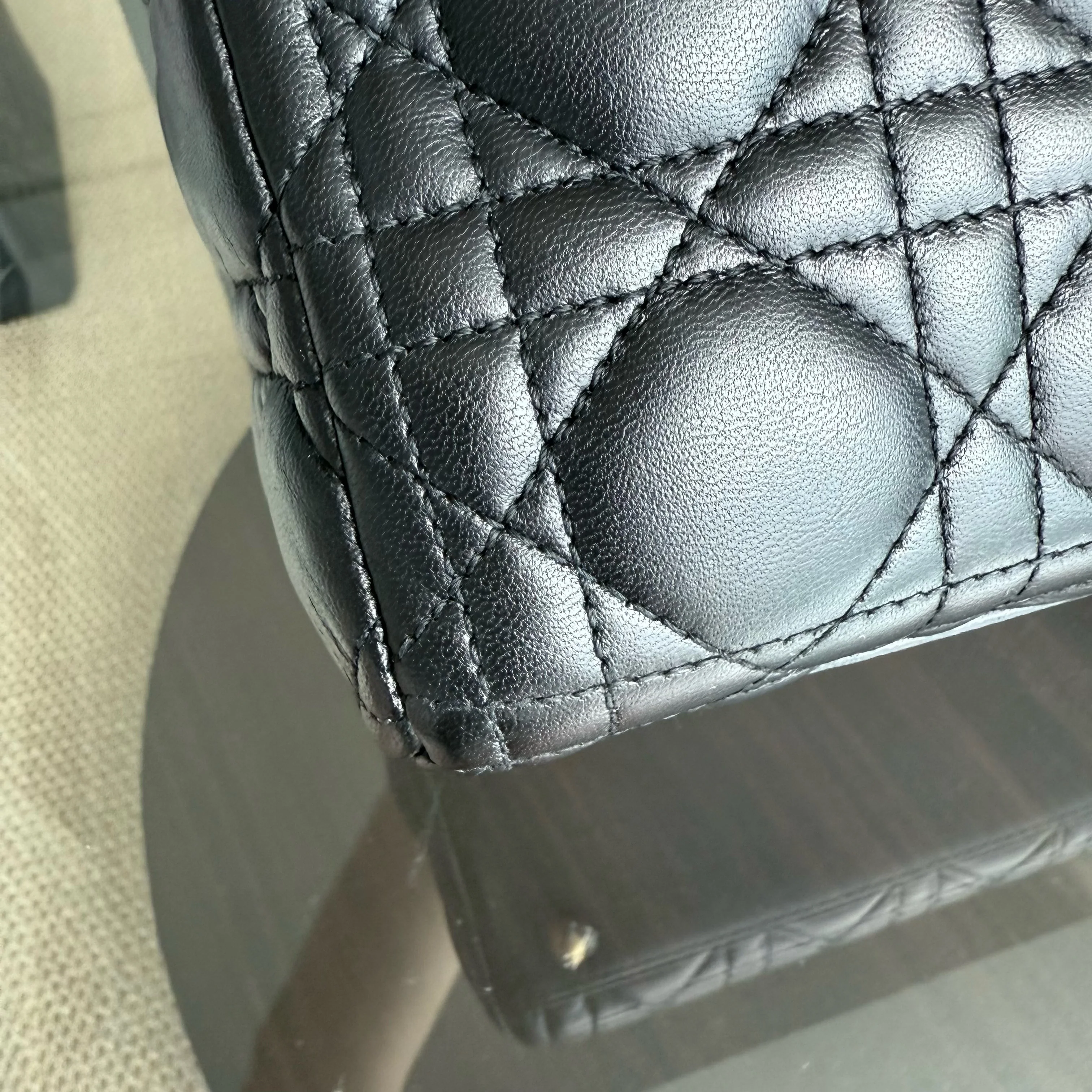 Dior Lady Large - Cannage Lambskin Black Gold Hardware NO STRAP