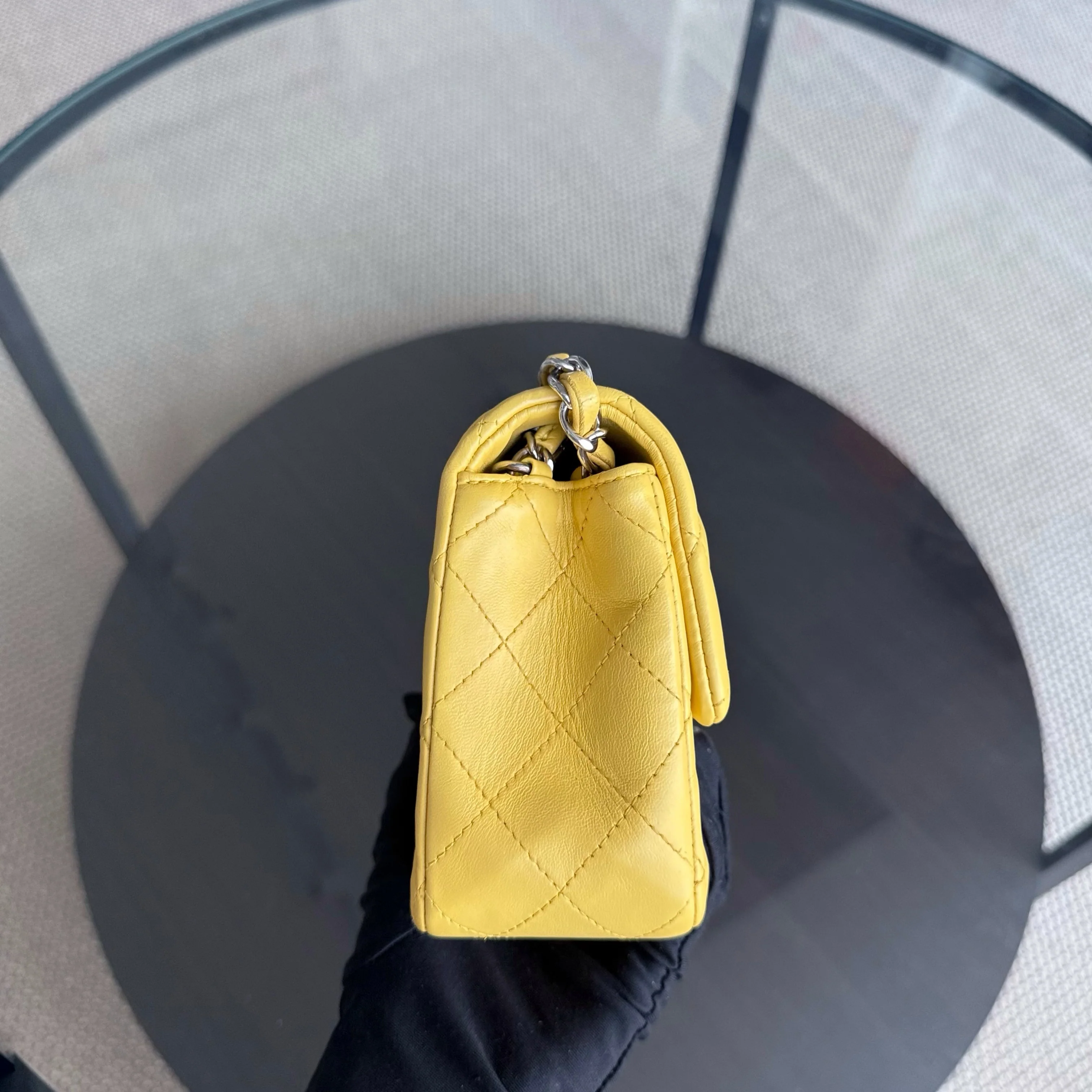 Chanel Classic Flap Mini - 20CM Quilted Lambskin Yellow Silver Hardware Series 25