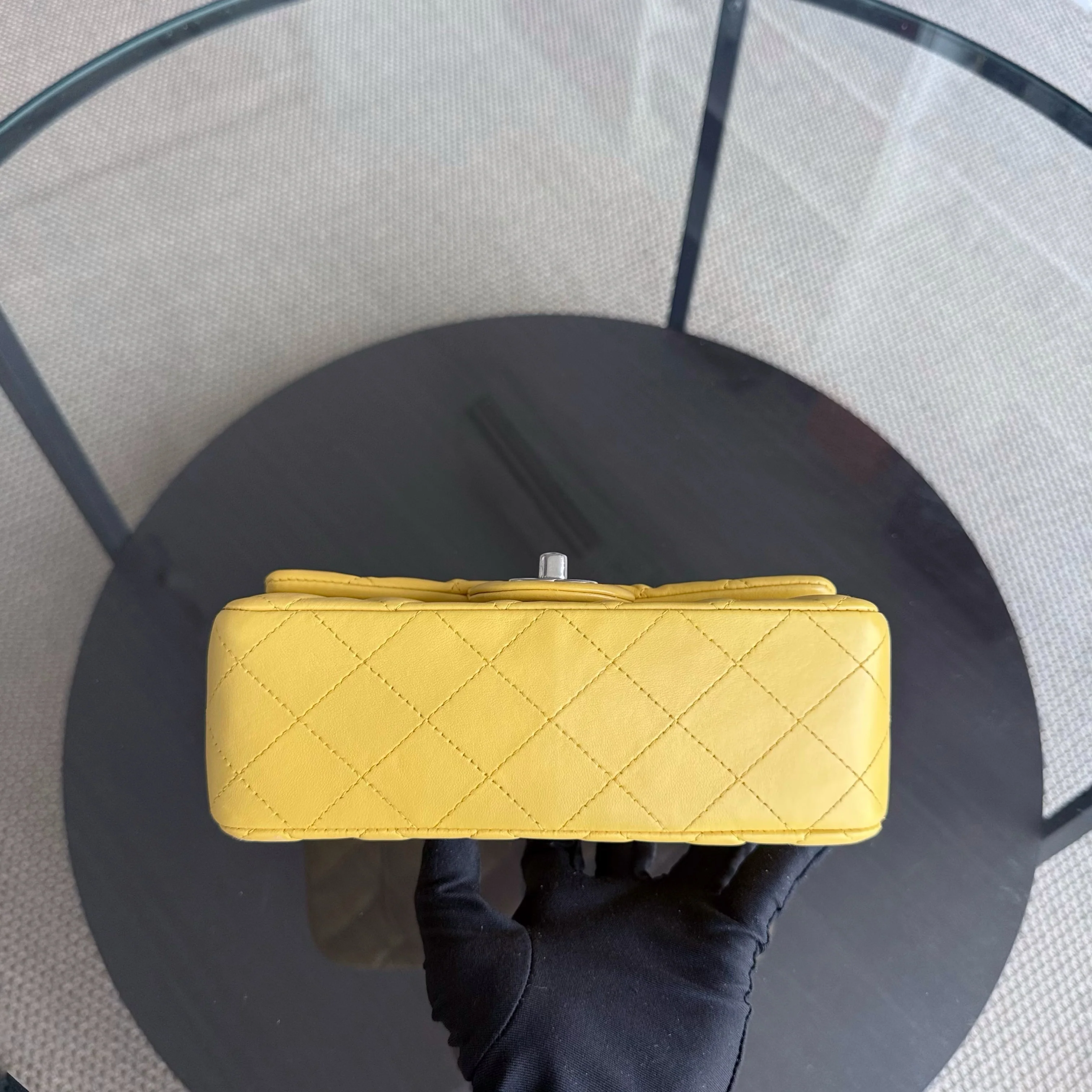 Chanel Classic Flap Mini - 20CM Quilted Lambskin Yellow Silver Hardware Series 25