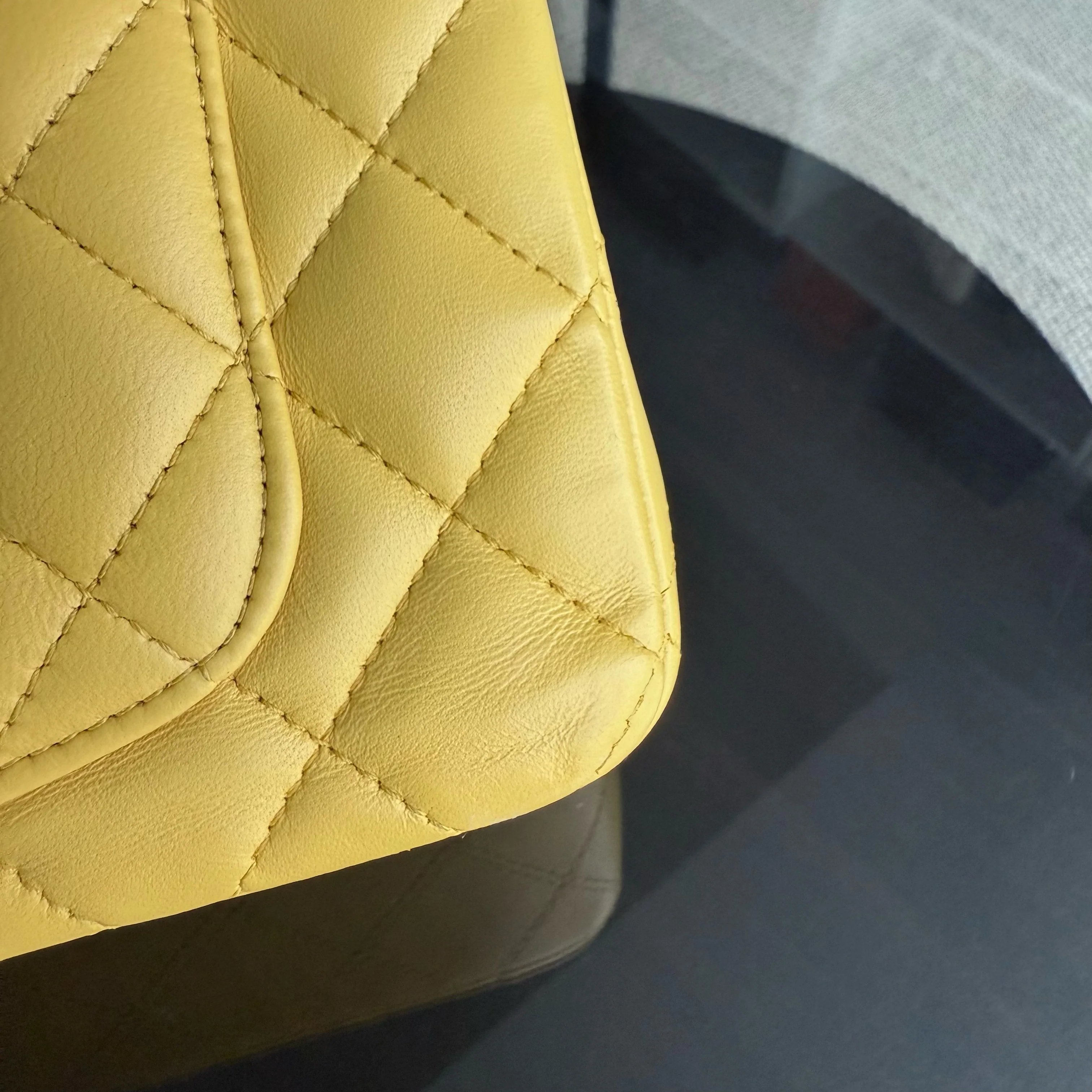 Chanel Classic Flap Mini - 20CM Quilted Lambskin Yellow Silver Hardware Series 25