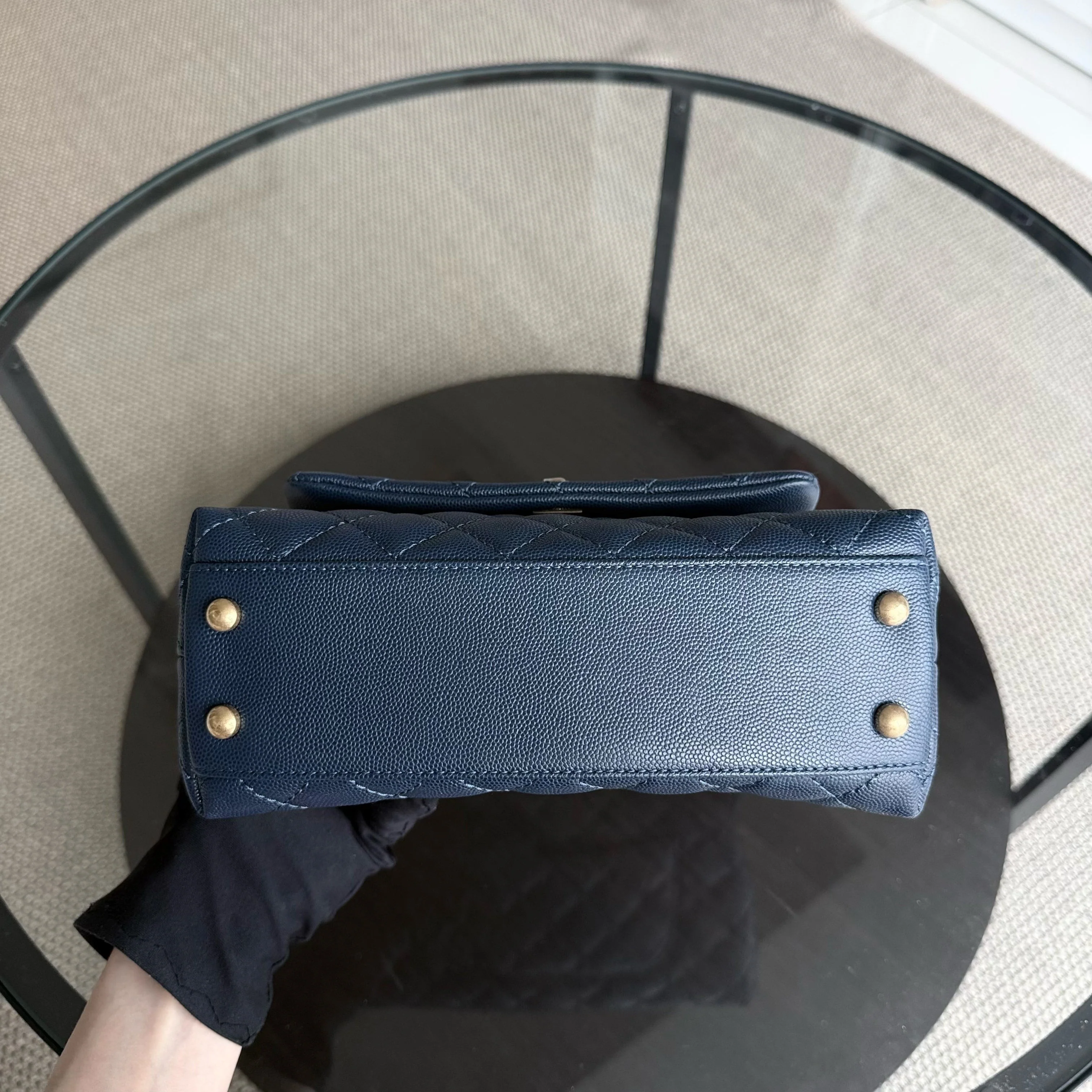 Chanel Coco Handle Small - Caviar Quilted Dark Blue Gold Hardware Series 25