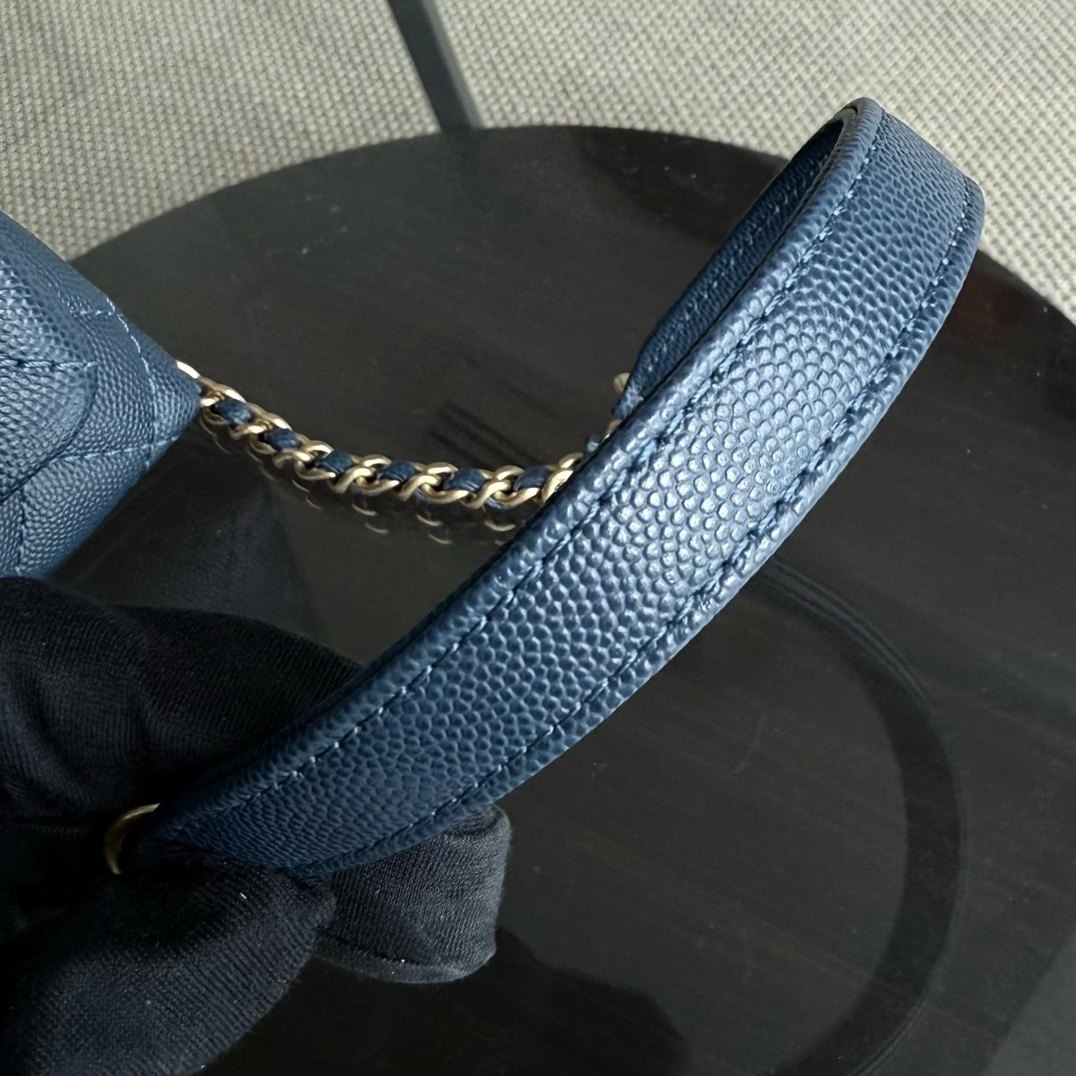 Chanel Coco Handle Small - Caviar Quilted Dark Blue Gold Hardware Series 25