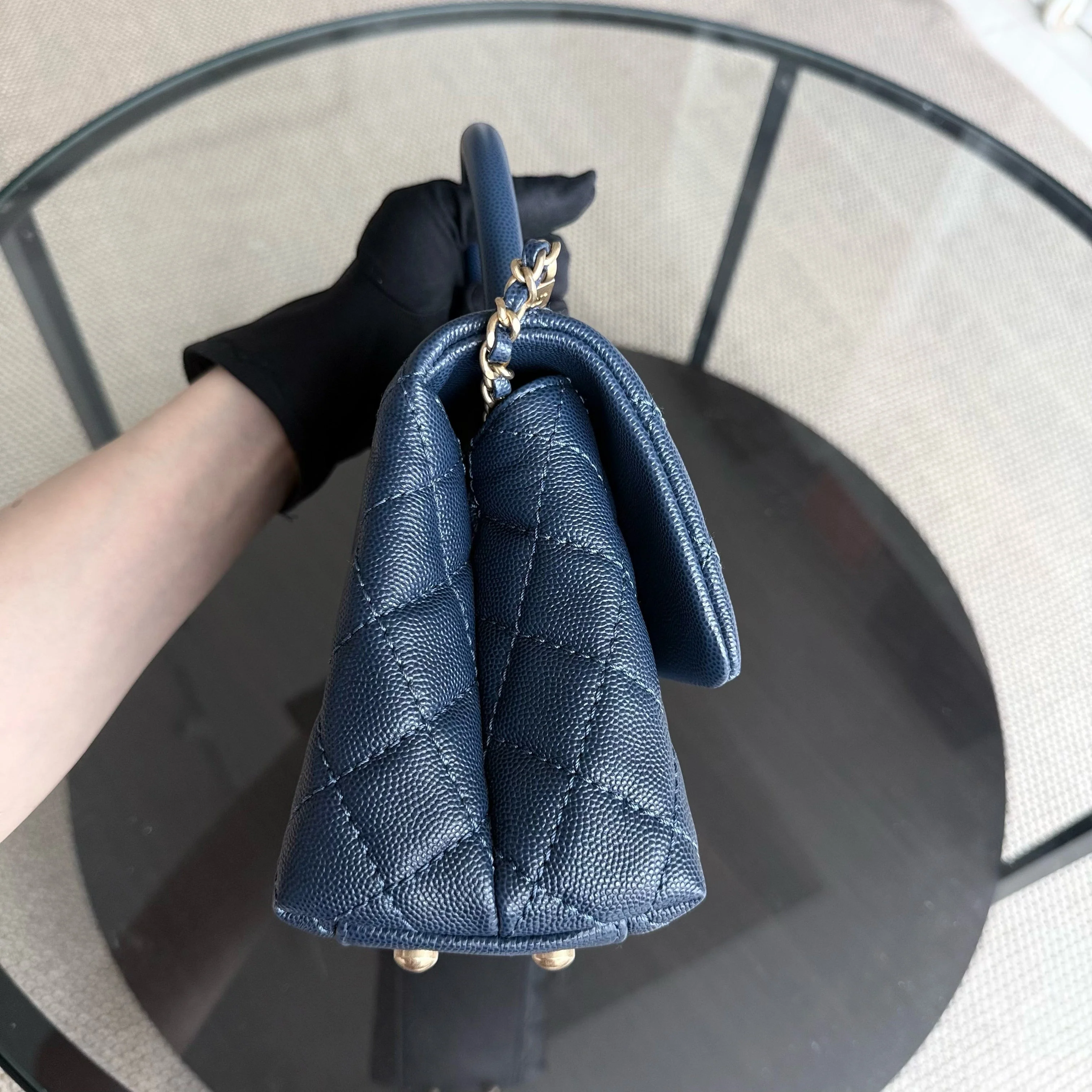 Chanel Coco Handle Small - Caviar Quilted Dark Blue Gold Hardware Series 25