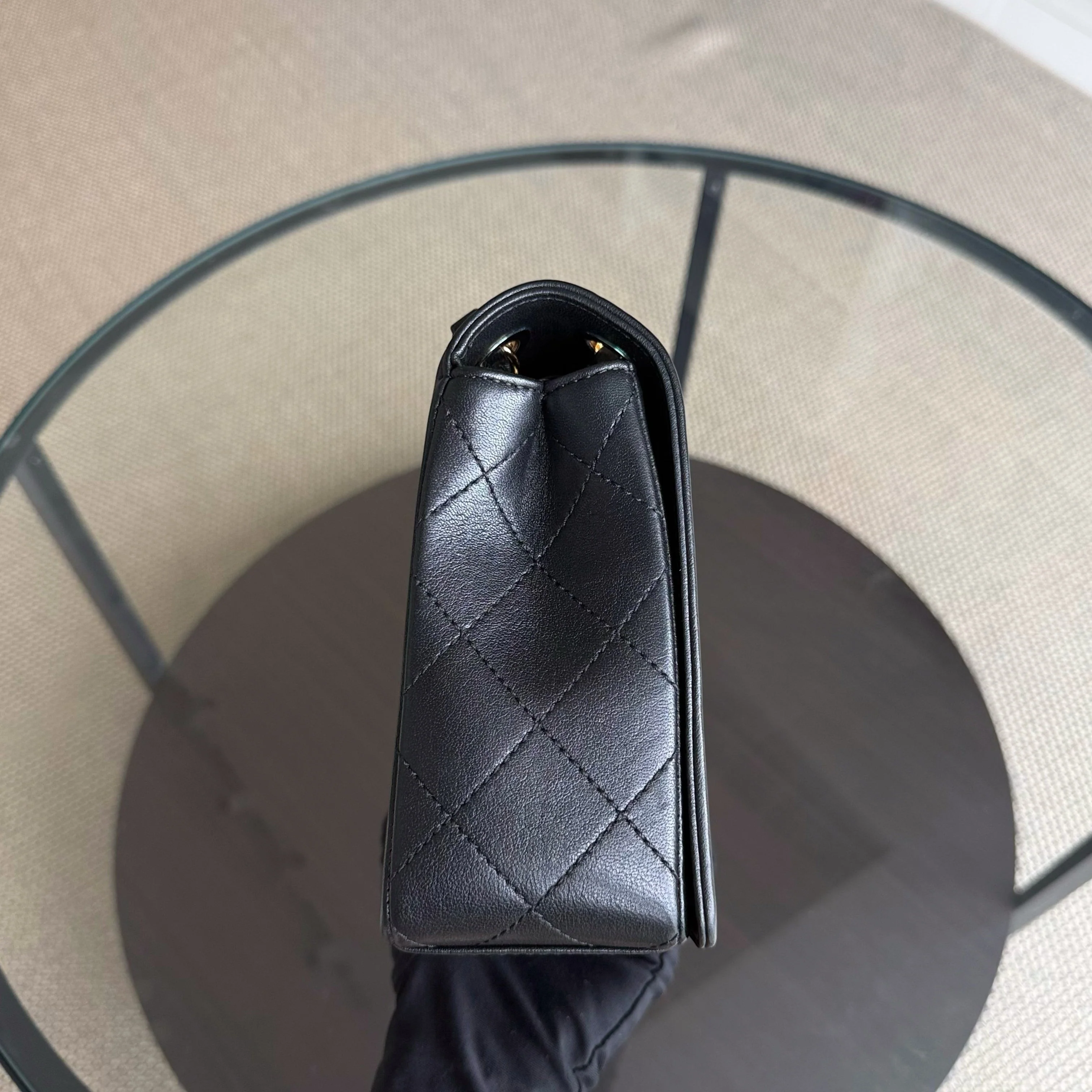 Chanel Seasonal Flap Mademoiselle - 28CM Quilted Lambskin Black Gold Hardware Series 23