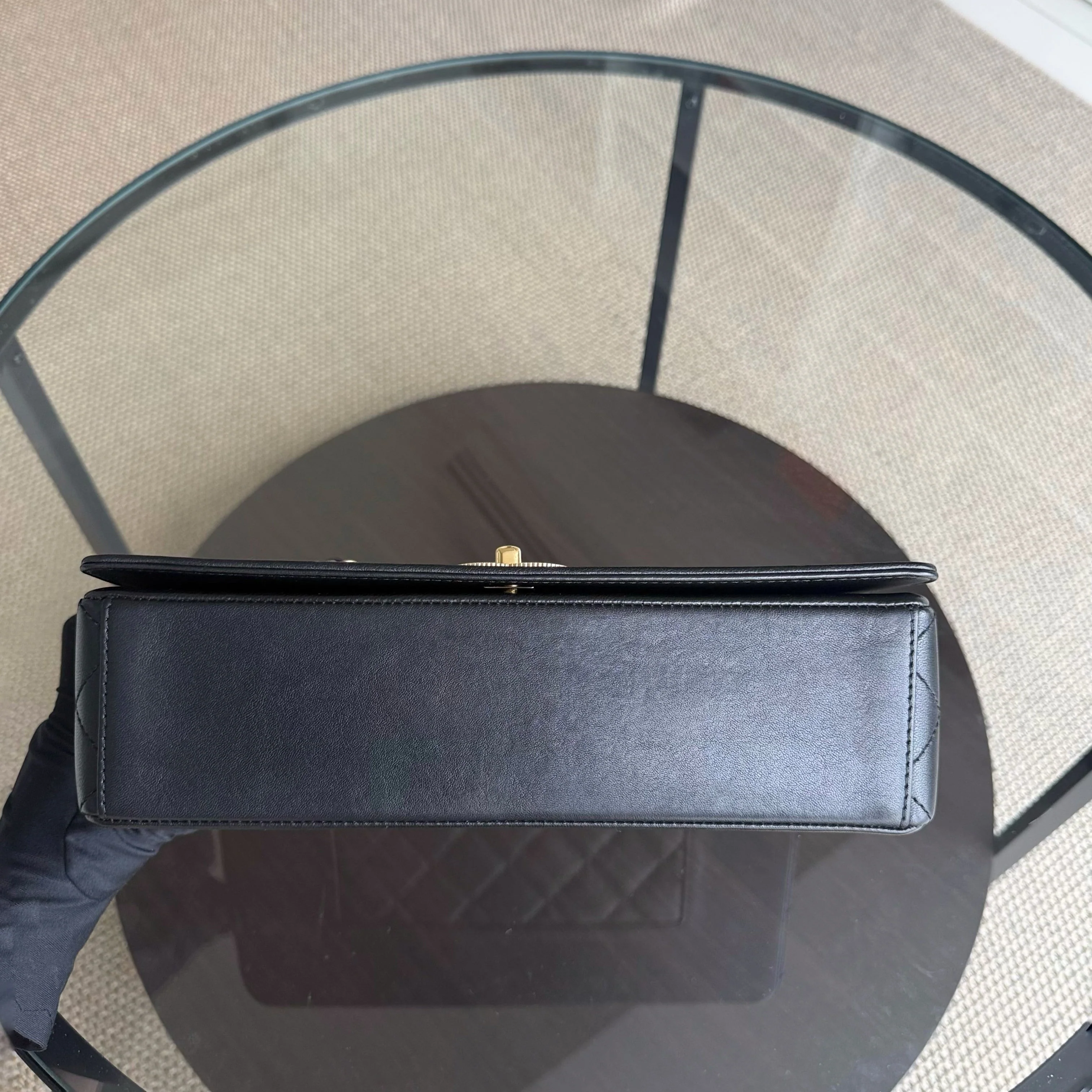 Chanel Seasonal Flap Mademoiselle - 28CM Quilted Lambskin Black Gold Hardware Series 23