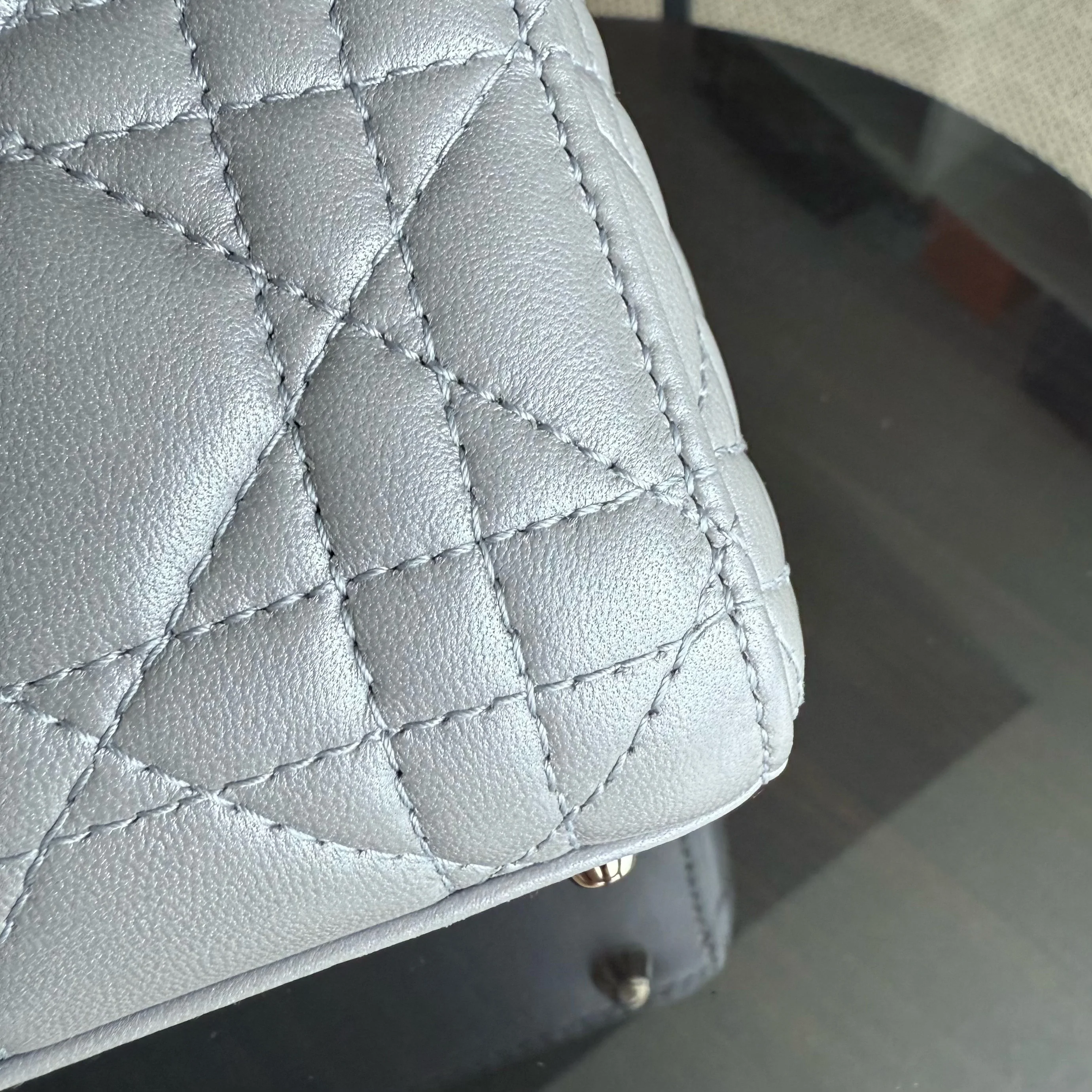 Dior Lady Mini - Cannage Lambskin Silver Gold Hardware Chain Strap