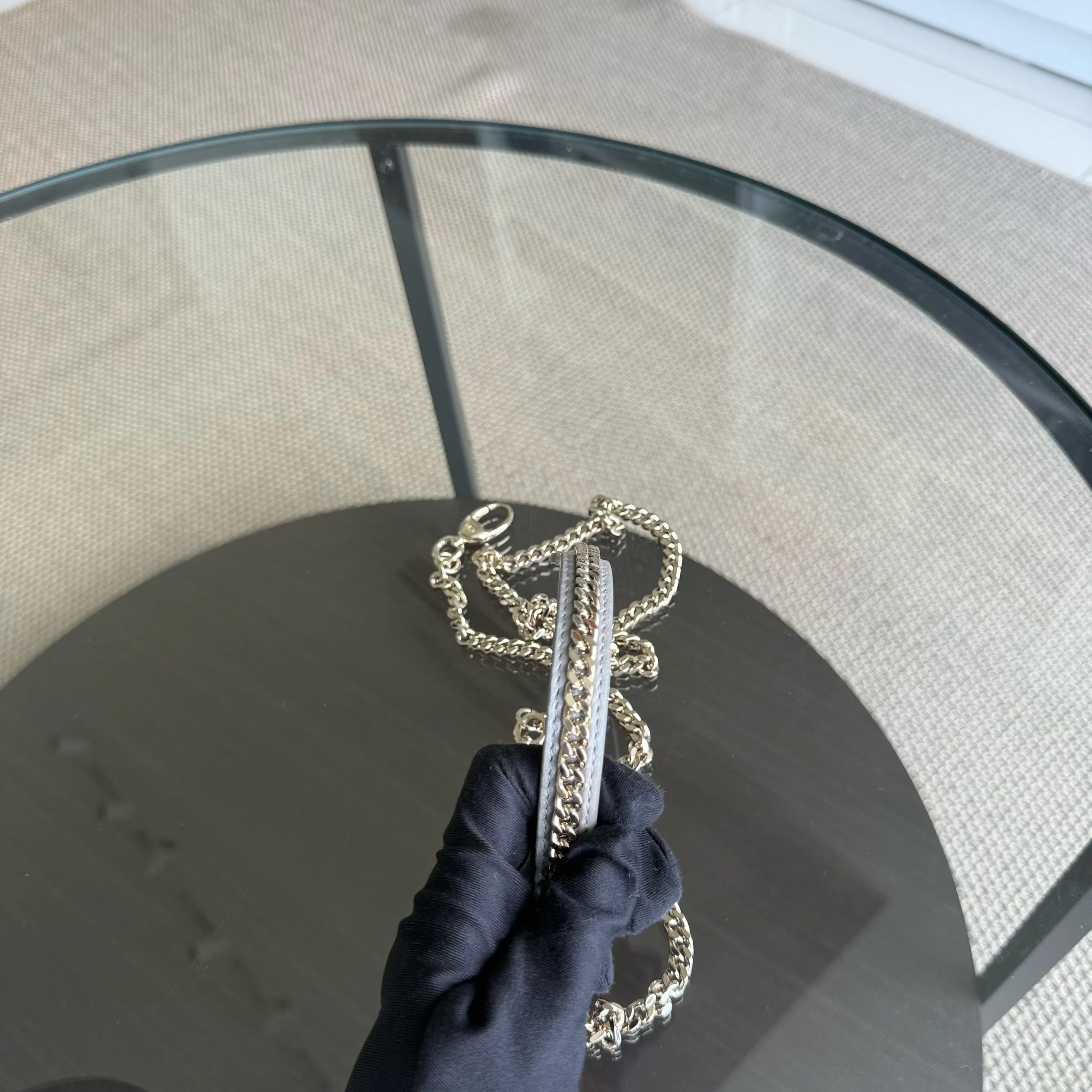 Dior Lady Mini - Cannage Lambskin Silver Gold Hardware Chain Strap