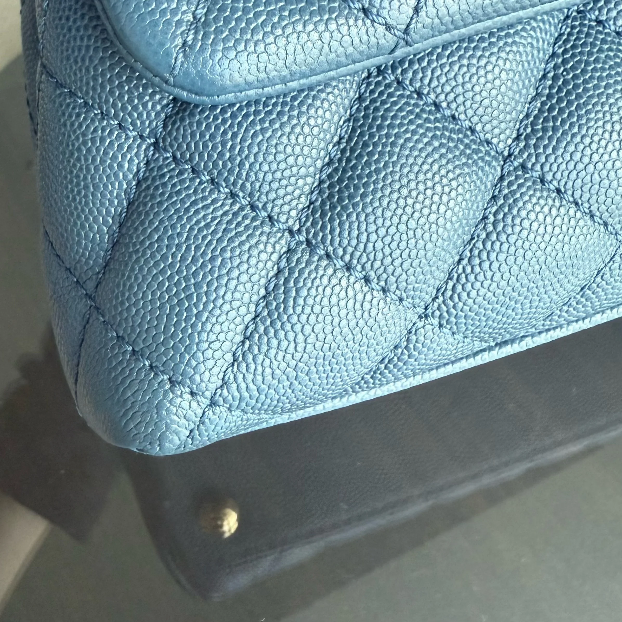 Chanel Coco Handle Small - Caviar Quilted Grained Calfskin Blue Gold Hardware Series 24