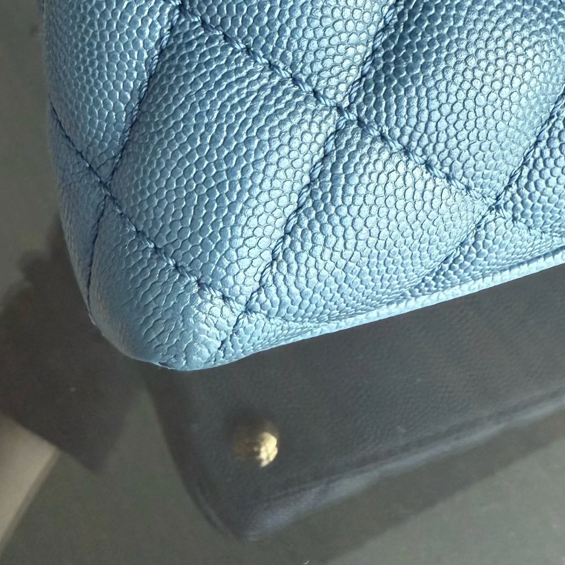 Chanel Coco Handle Small - Caviar Quilted Grained Calfskin Blue Gold Hardware Series 24