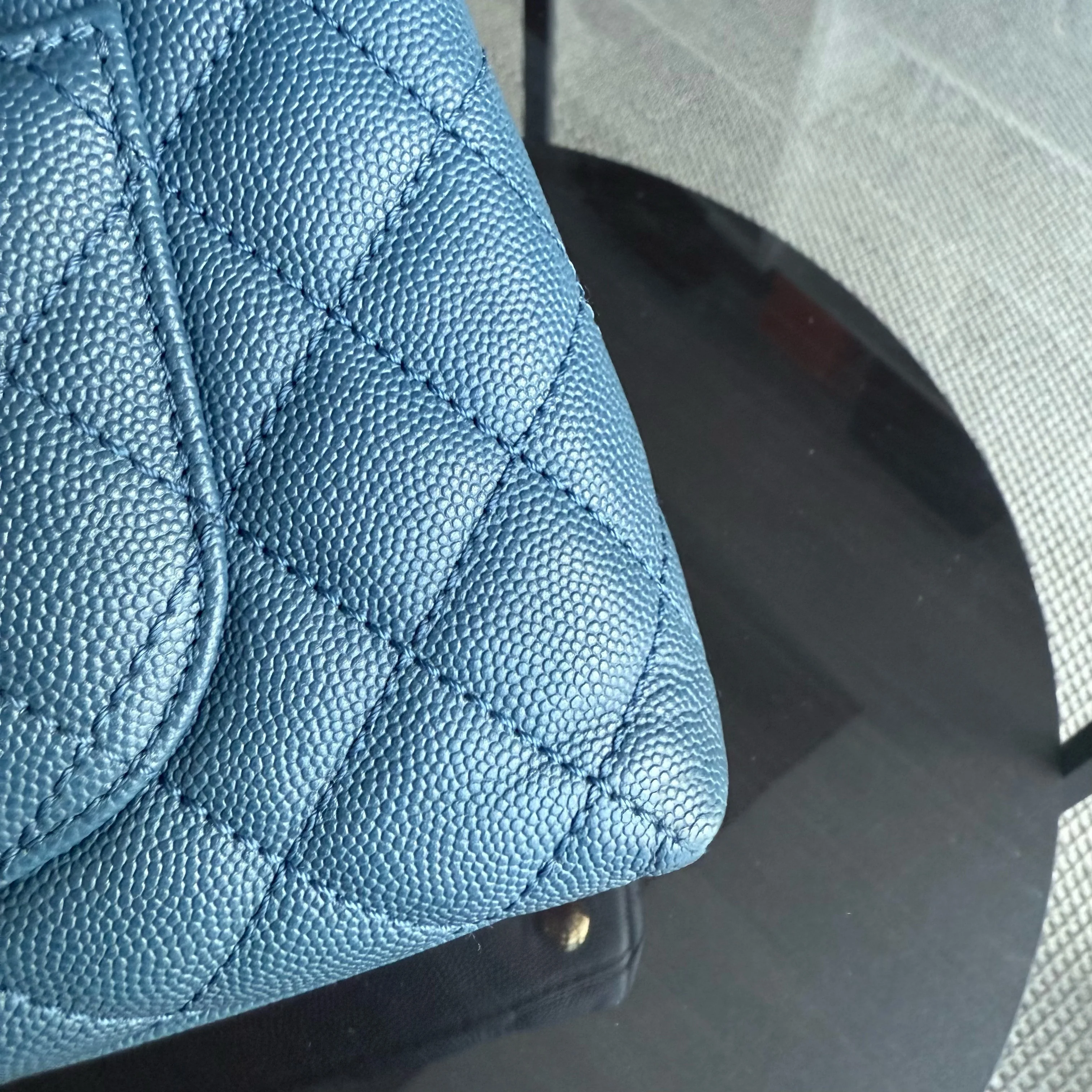 Chanel Coco Handle Small - Caviar Quilted Grained Calfskin Blue Gold Hardware Series 24