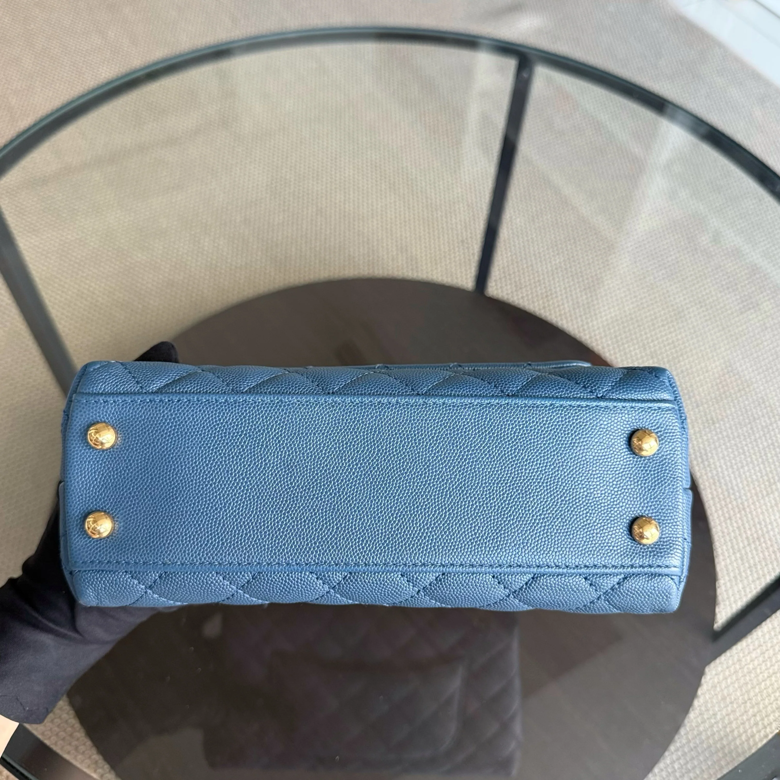 Chanel Coco Handle Small - Caviar Quilted Grained Calfskin Blue Gold Hardware Series 24