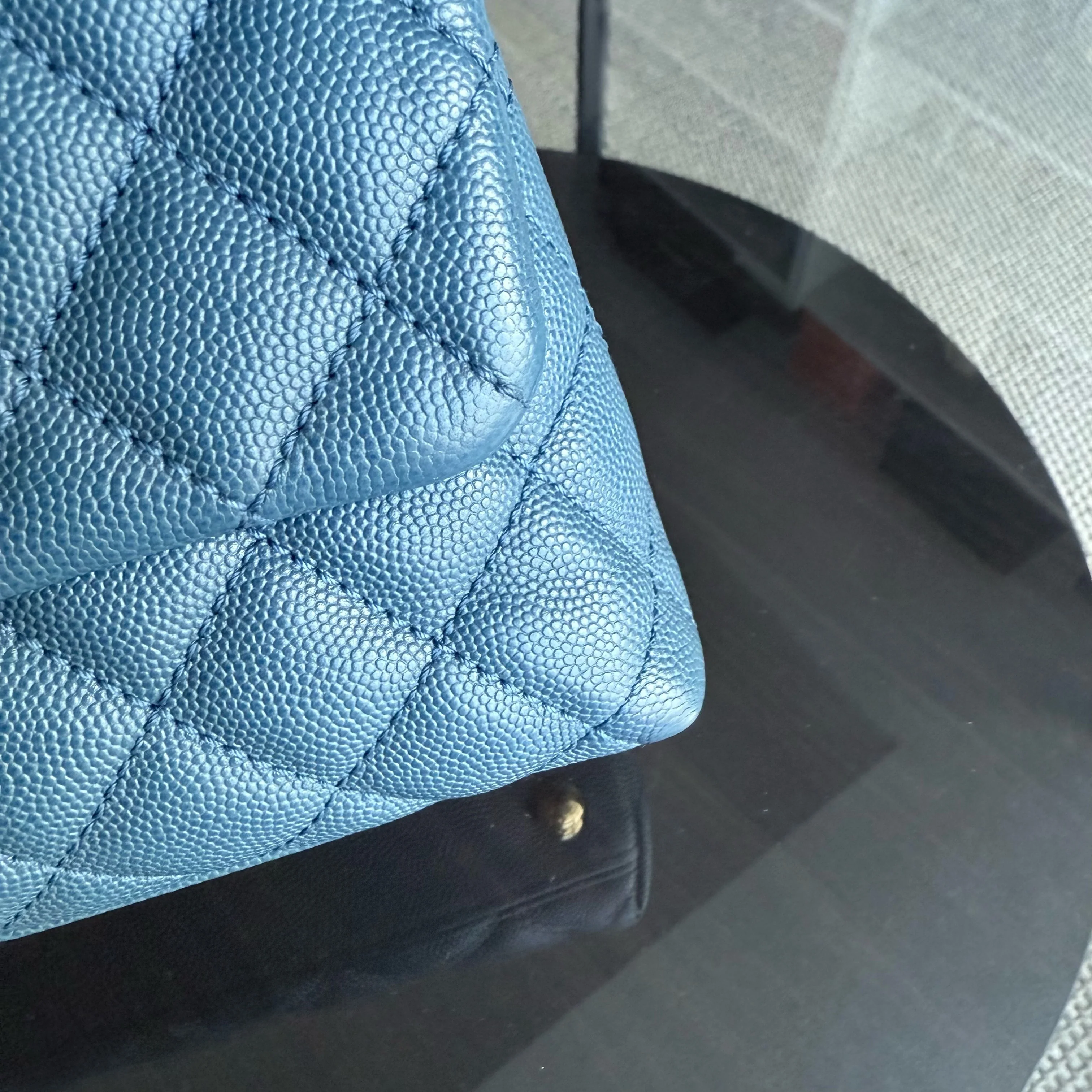 Chanel Coco Handle Small - Caviar Quilted Grained Calfskin Blue Gold Hardware Series 24