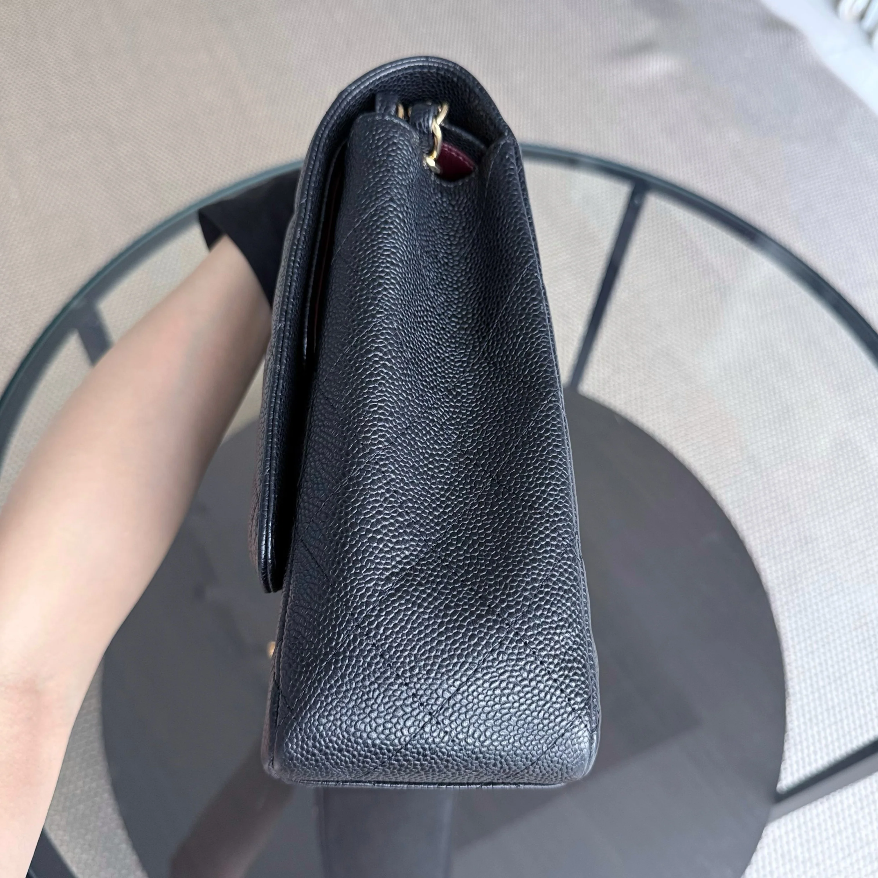 Chanel Classic Flap Maxi - Caviar 33CM Quilted Grained Calfskin Black Gold Hardware Series 19