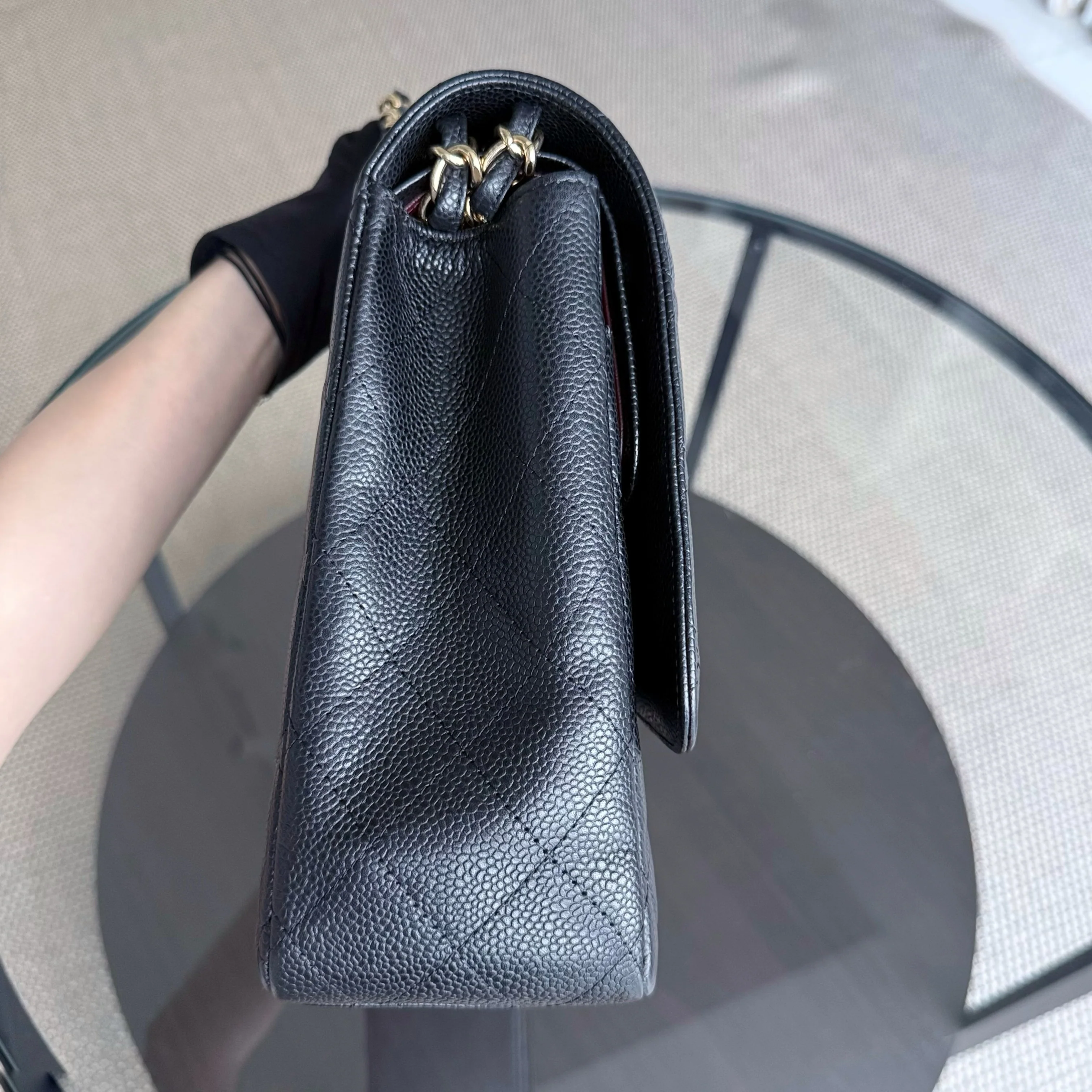 Chanel Classic Flap Maxi - Caviar 33CM Quilted Grained Calfskin Black Gold Hardware Series 19