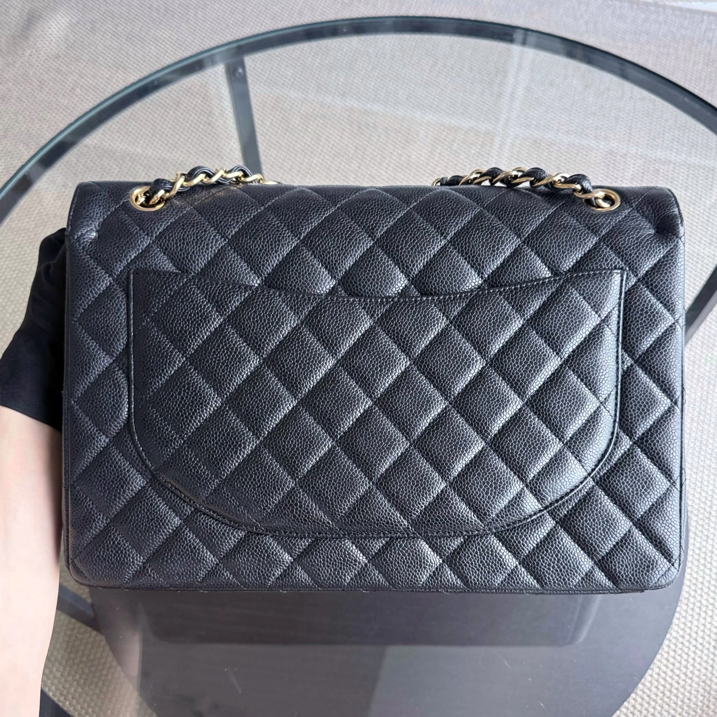 Chanel Classic Flap Maxi - Caviar 33CM Quilted Grained Calfskin Black Gold Hardware Series 19