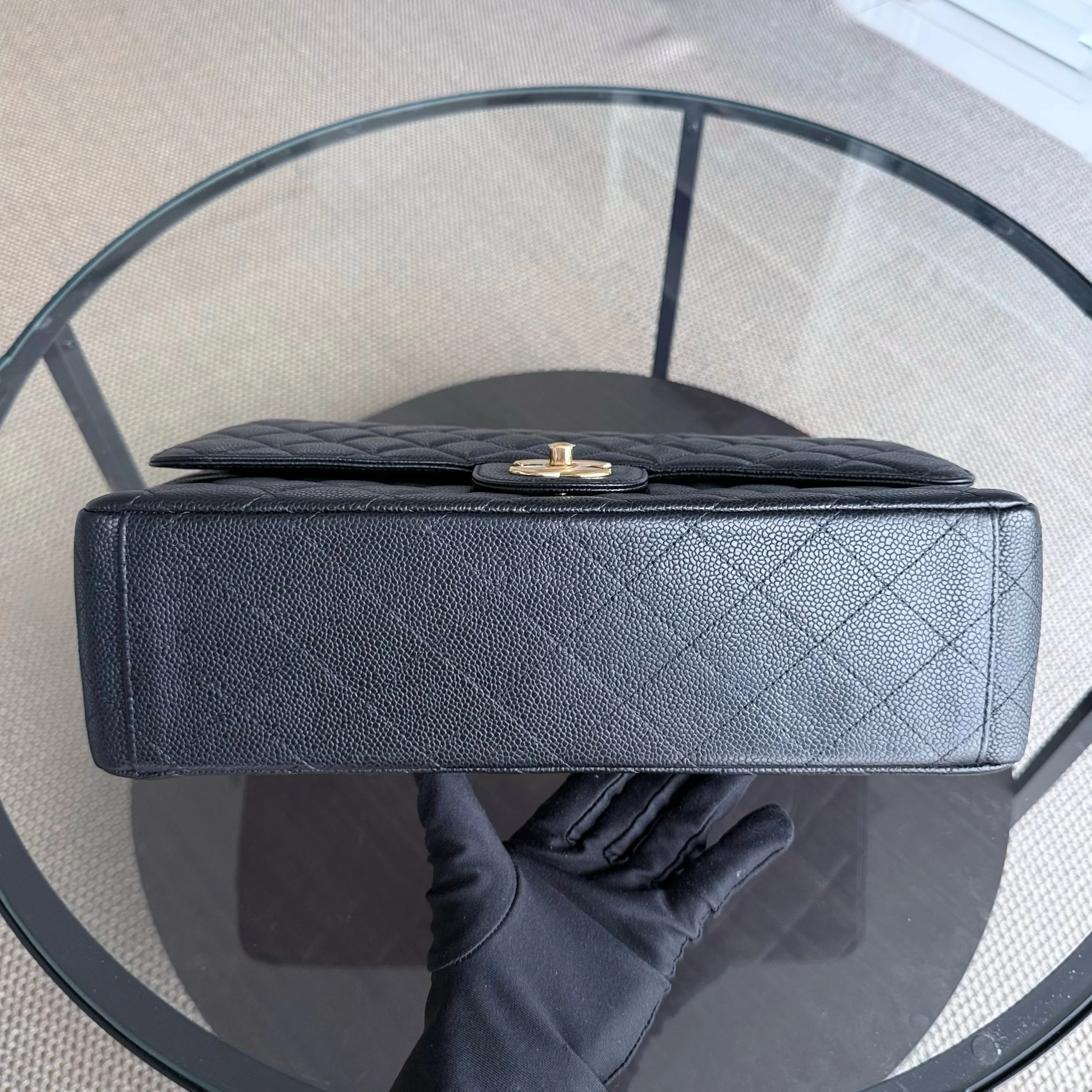 Chanel Classic Flap Maxi - Caviar 33CM Quilted Grained Calfskin Black Gold Hardware Series 19