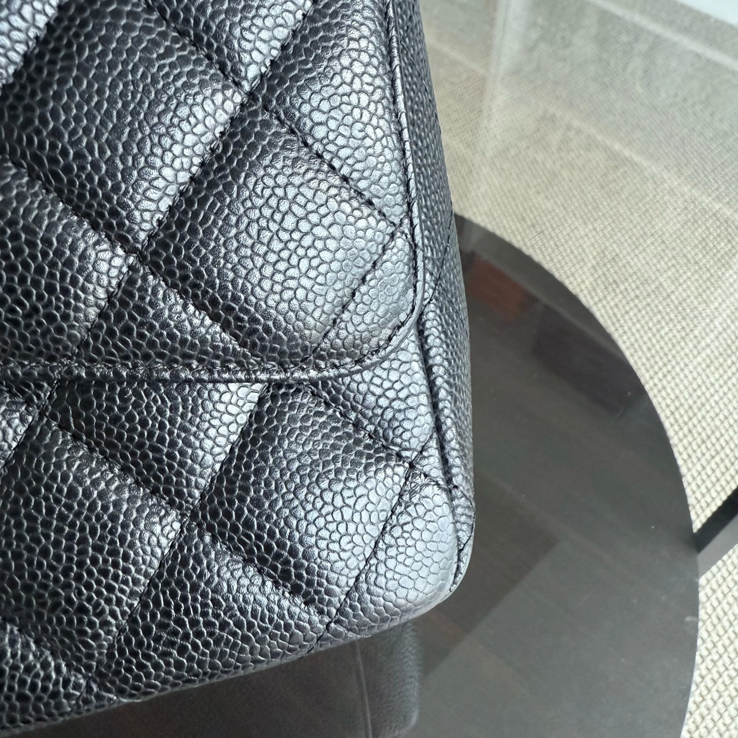 Chanel Classic Flap Maxi - Caviar 33CM Quilted Grained Calfskin Black Gold Hardware Series 19